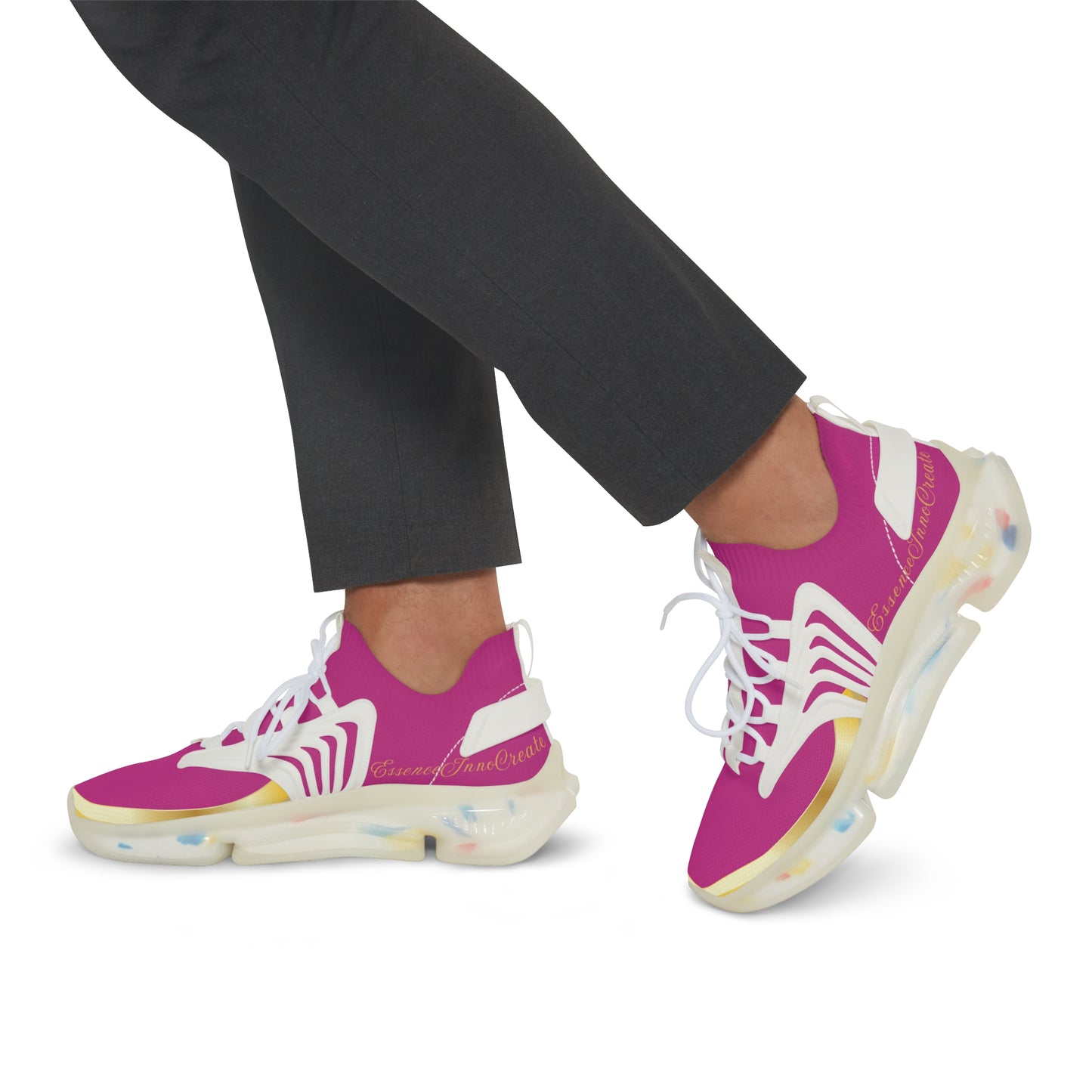 EssenceInnoCreate Dark Pink | Men’s White Trim Mesh Sneakers