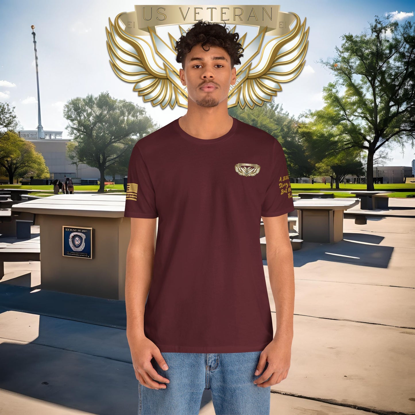 Essence Maroon Veteran Tee – Bold Patriotic T-Shirt