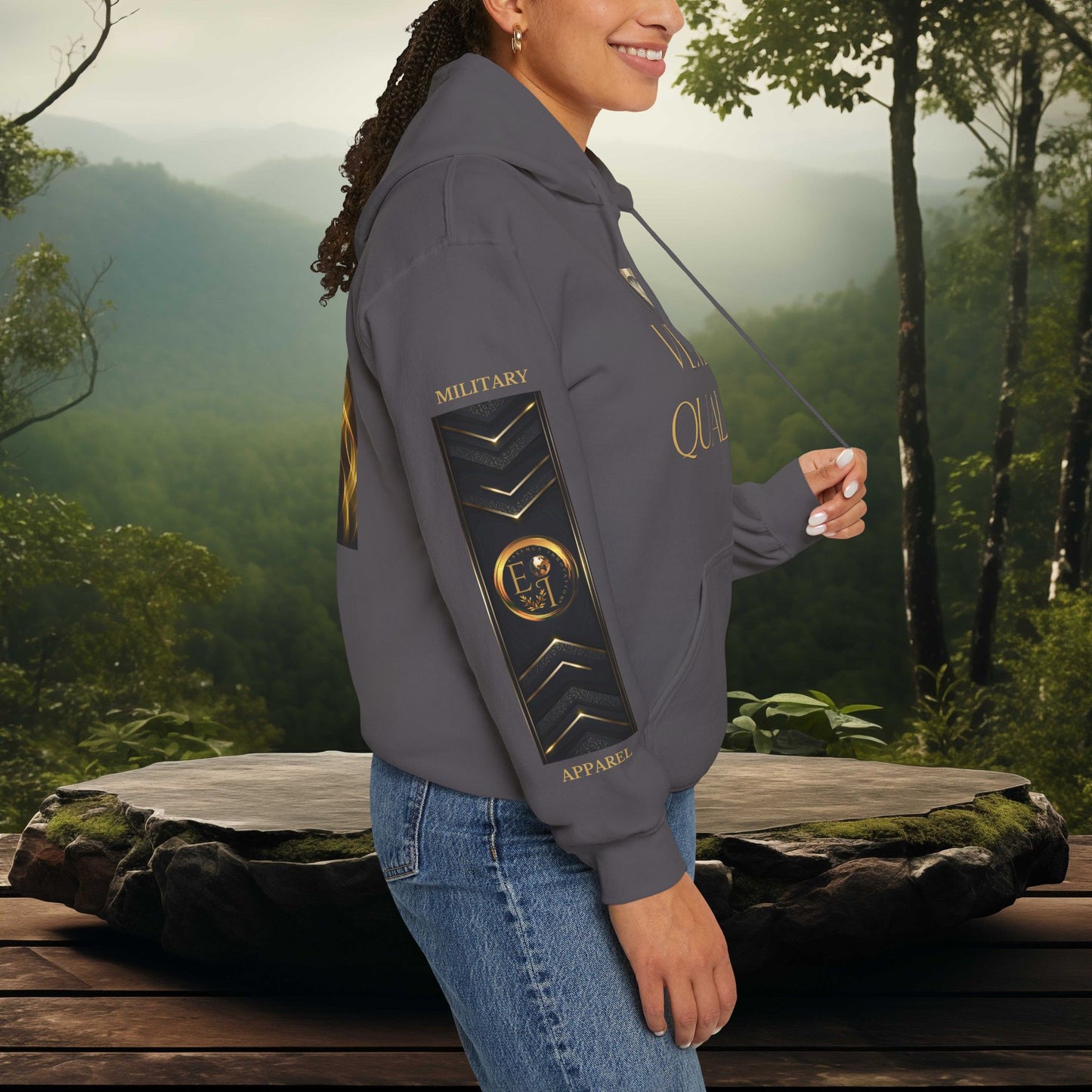 Veteran Qualities Leader Two | Charcoal Hoodie | Military & Service Tribute