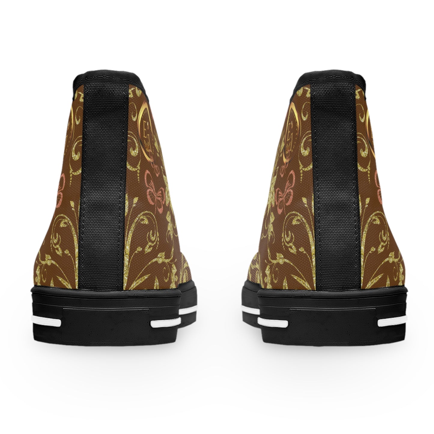 Bohemian Butterfly Heart | Brown | Black Sole HighTop Sneakers