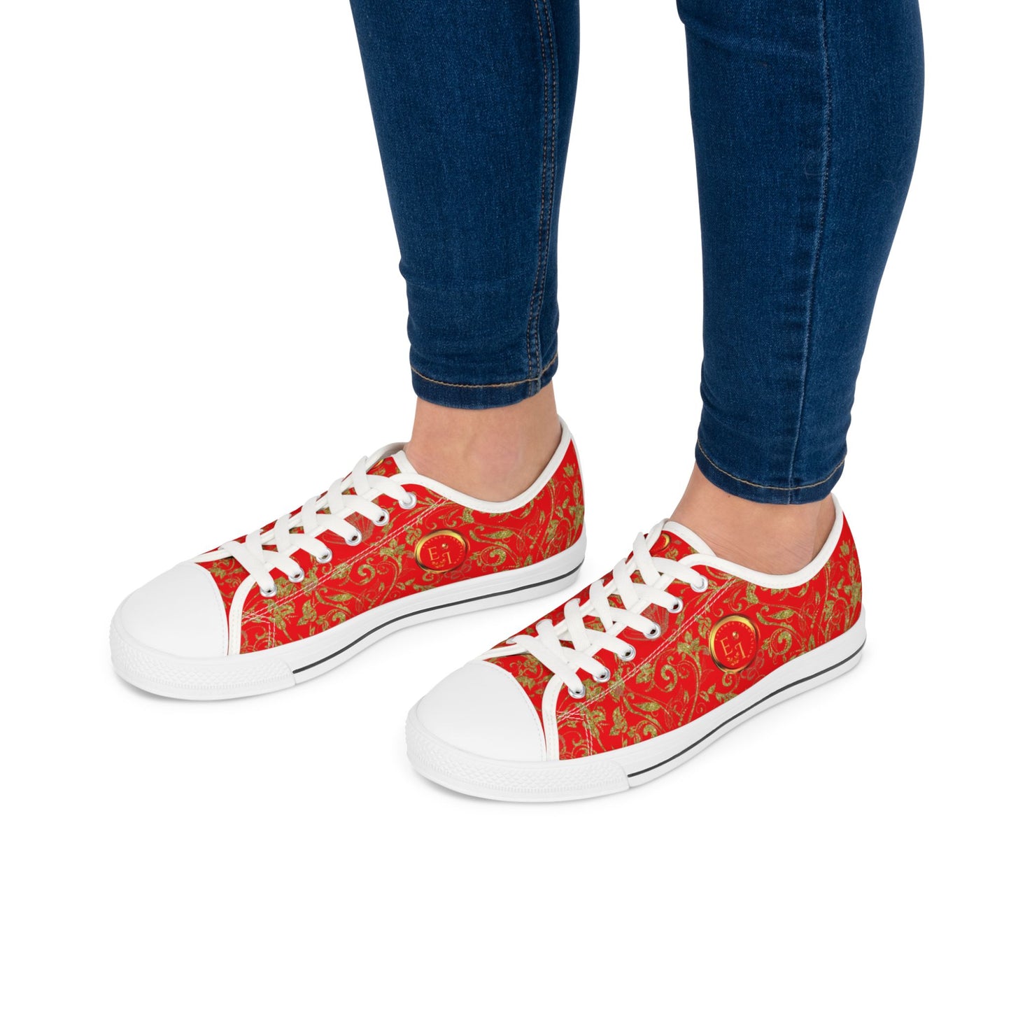 Ladies Bohemian Butterfly | Red | White Sole LowTops
