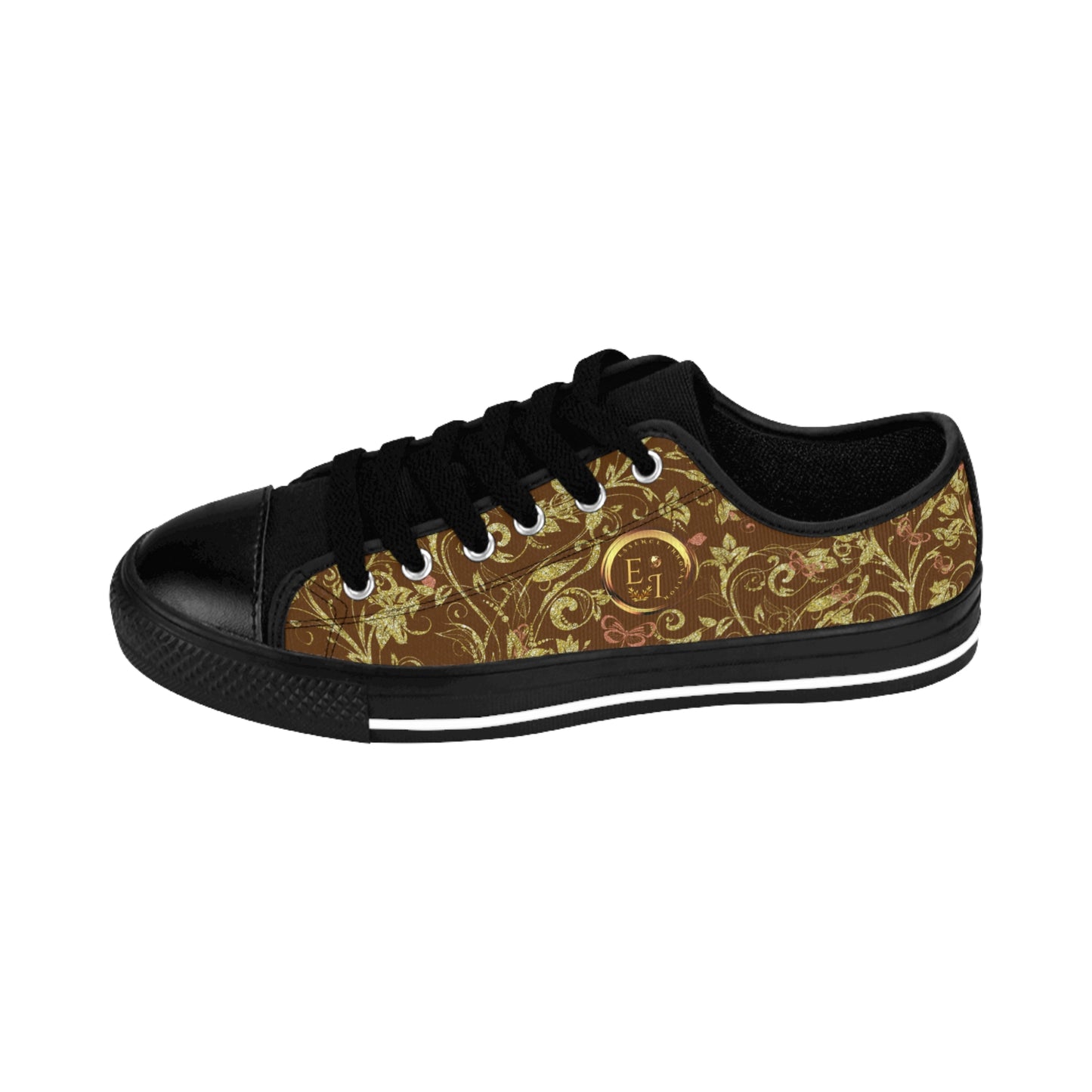 Bohemian Butterfly | Brown | Black Sole LowTop Sneakers
