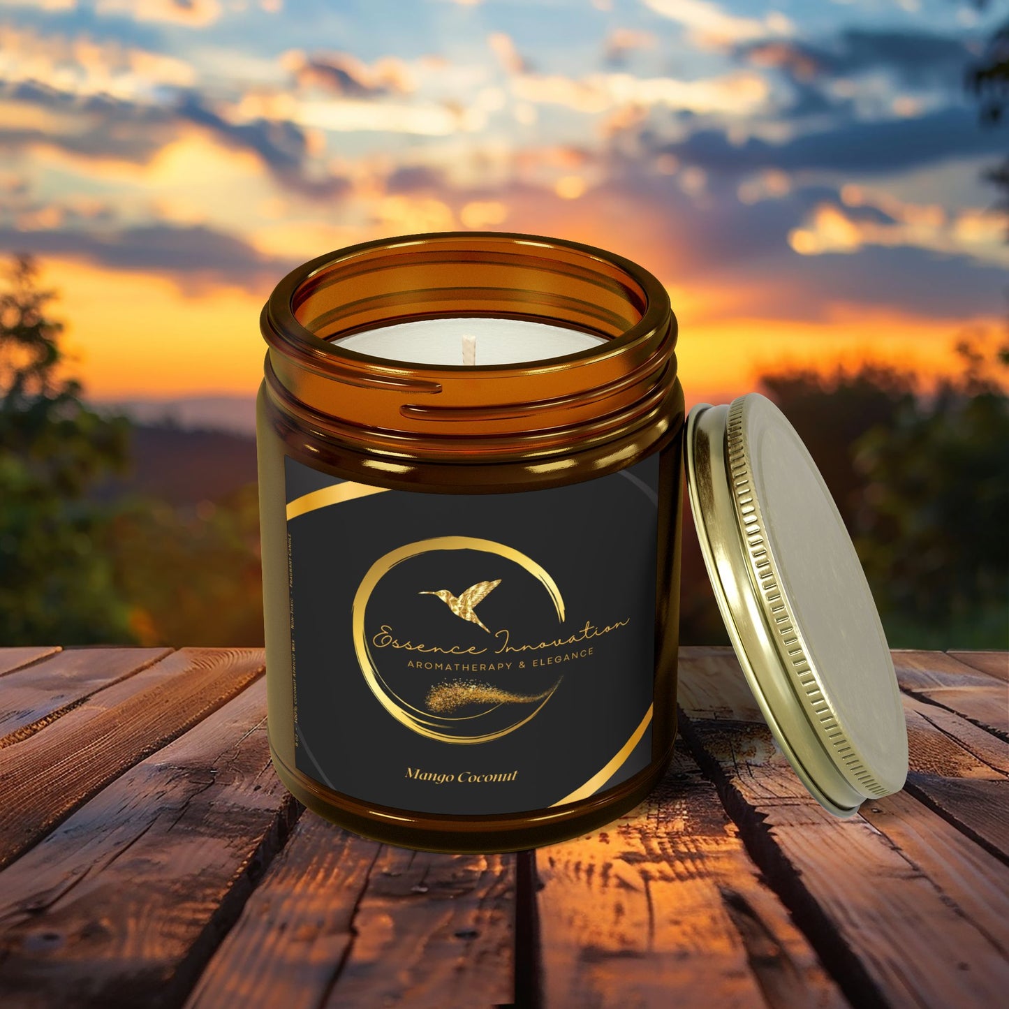Aura Lux Gold Collection | Mango Coconut Scented Candle | 4oz, 9oz