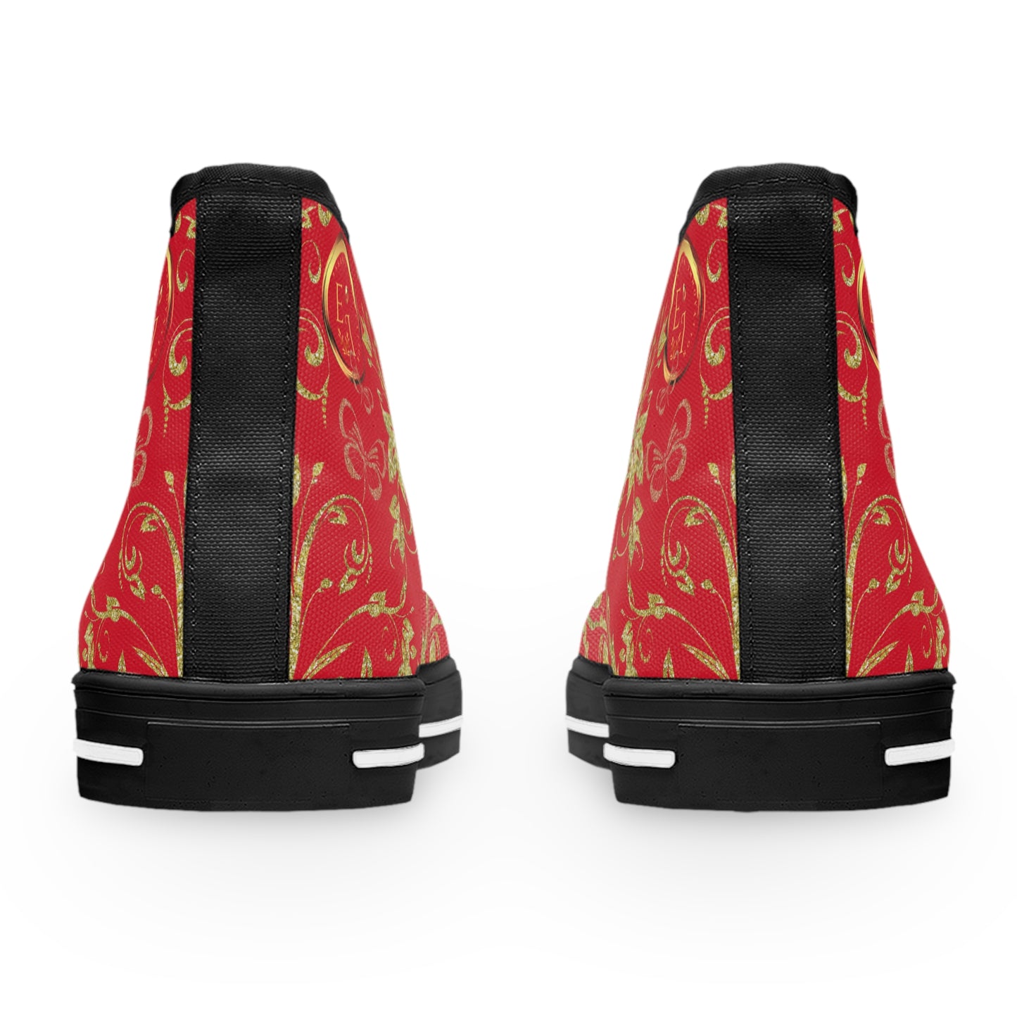Bohemian Butterfly Heart | Dark Red | Black Sole HighTop Sneakers
