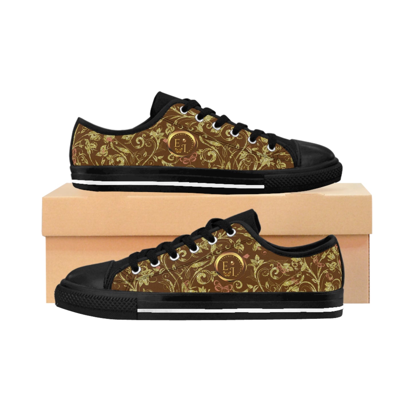 Bohemian Butterfly | Brown | Black Sole LowTop Sneakers