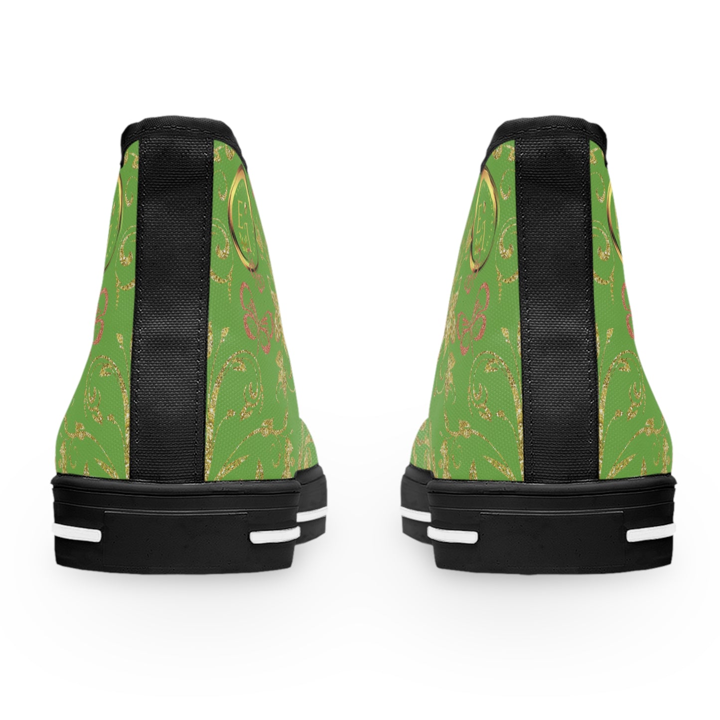 Bohemian Butterfly Heart | Light Green | Black Sole HighTop Sneakers