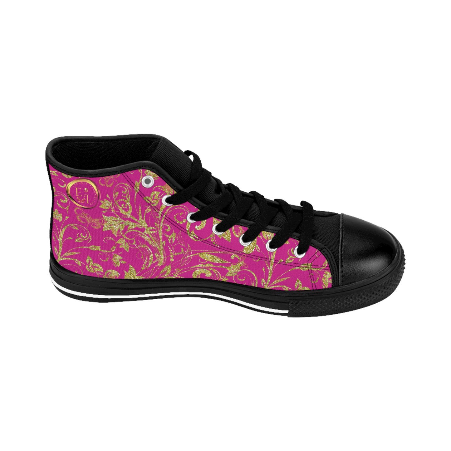 Bohemian Butterfly | Pink | Black Sole HighTop Sneakers
