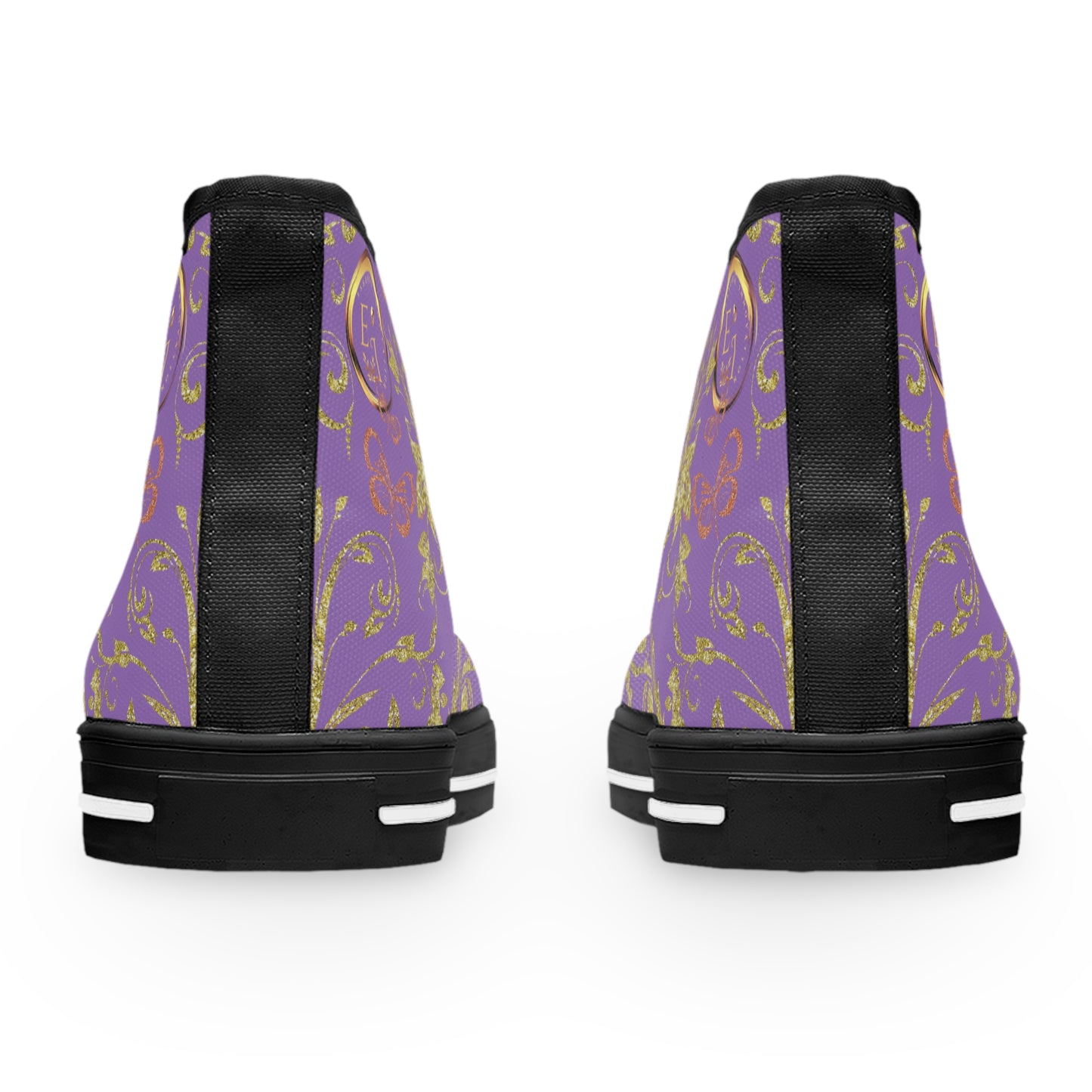 Bohemian Butterfly Heart | Light Purple | Black Sole HighTop Sneakers