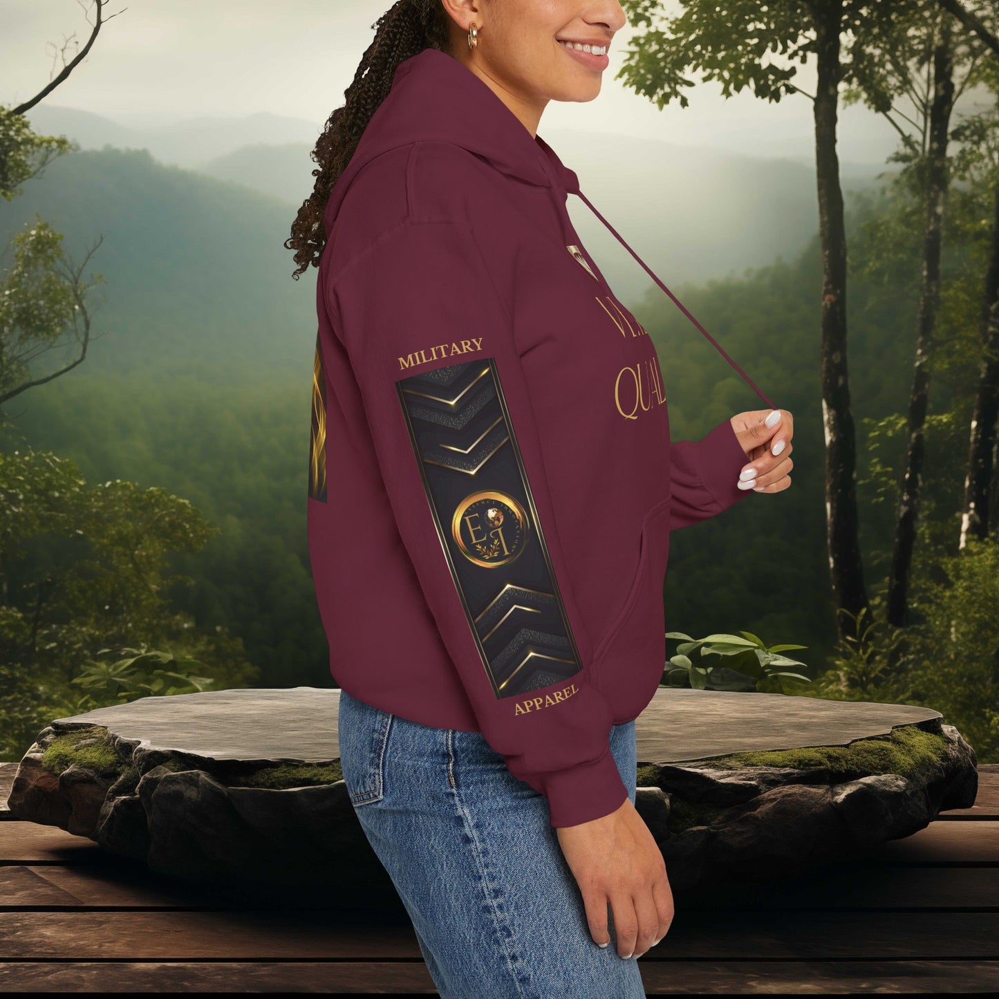 Veteran Qualities Serviceman Five | Maroon Hoodie | Military & Service Tribute