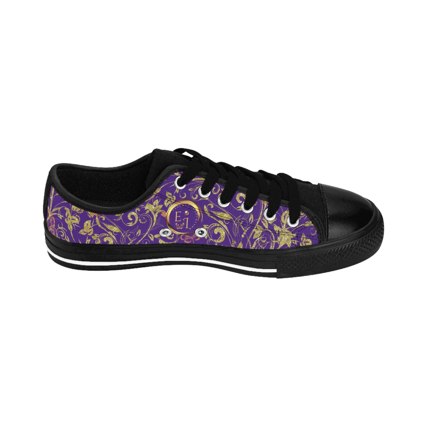 Bohemian Butterfly | Purple | Black Sole LowTop Sneakers