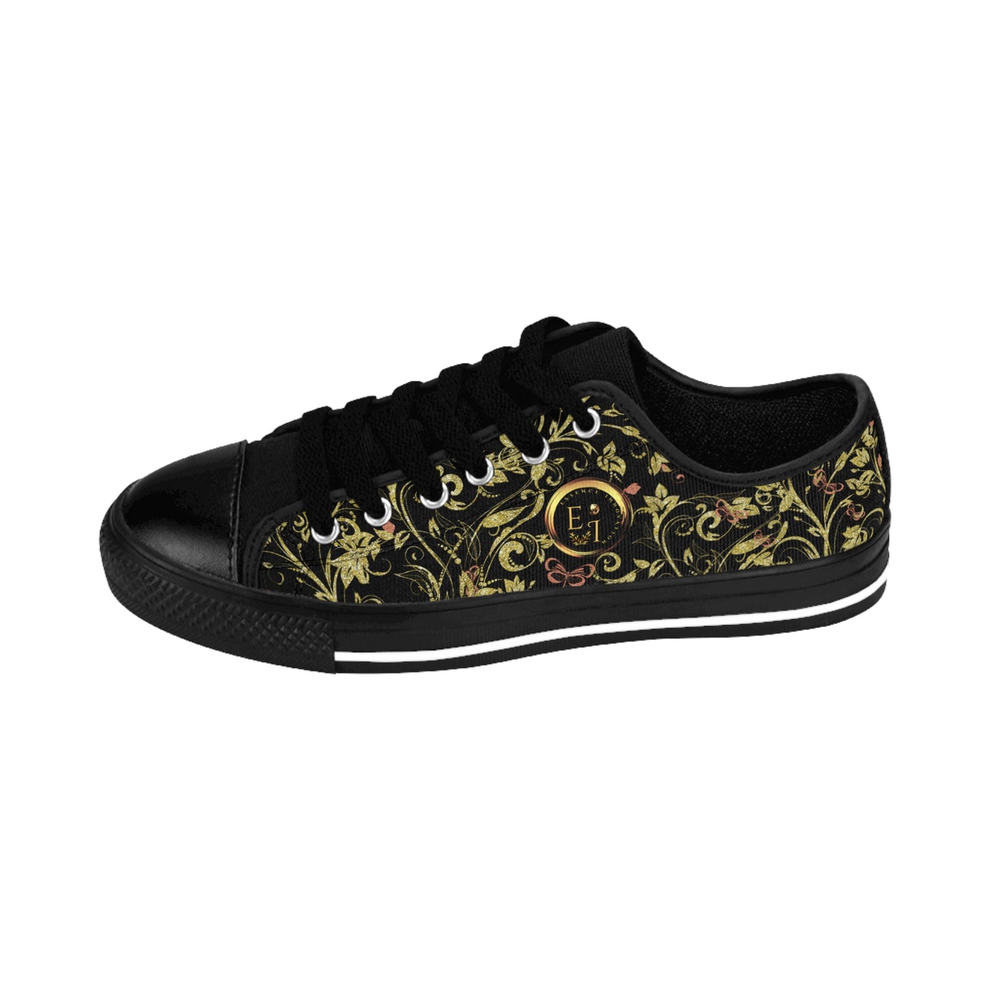 Bohemian Butterfly | Black | Black Sole LowTop Sneakers