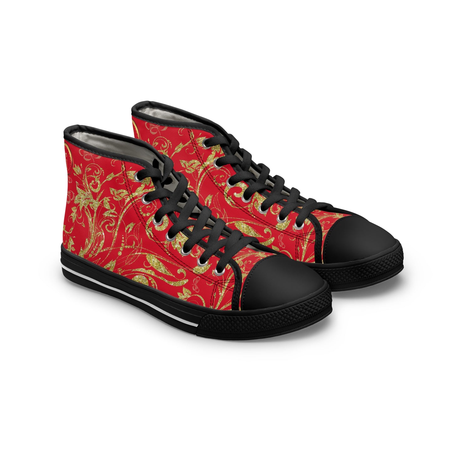 Bohemian Butterfly Heart | Dark Red | Black Sole HighTop Sneakers