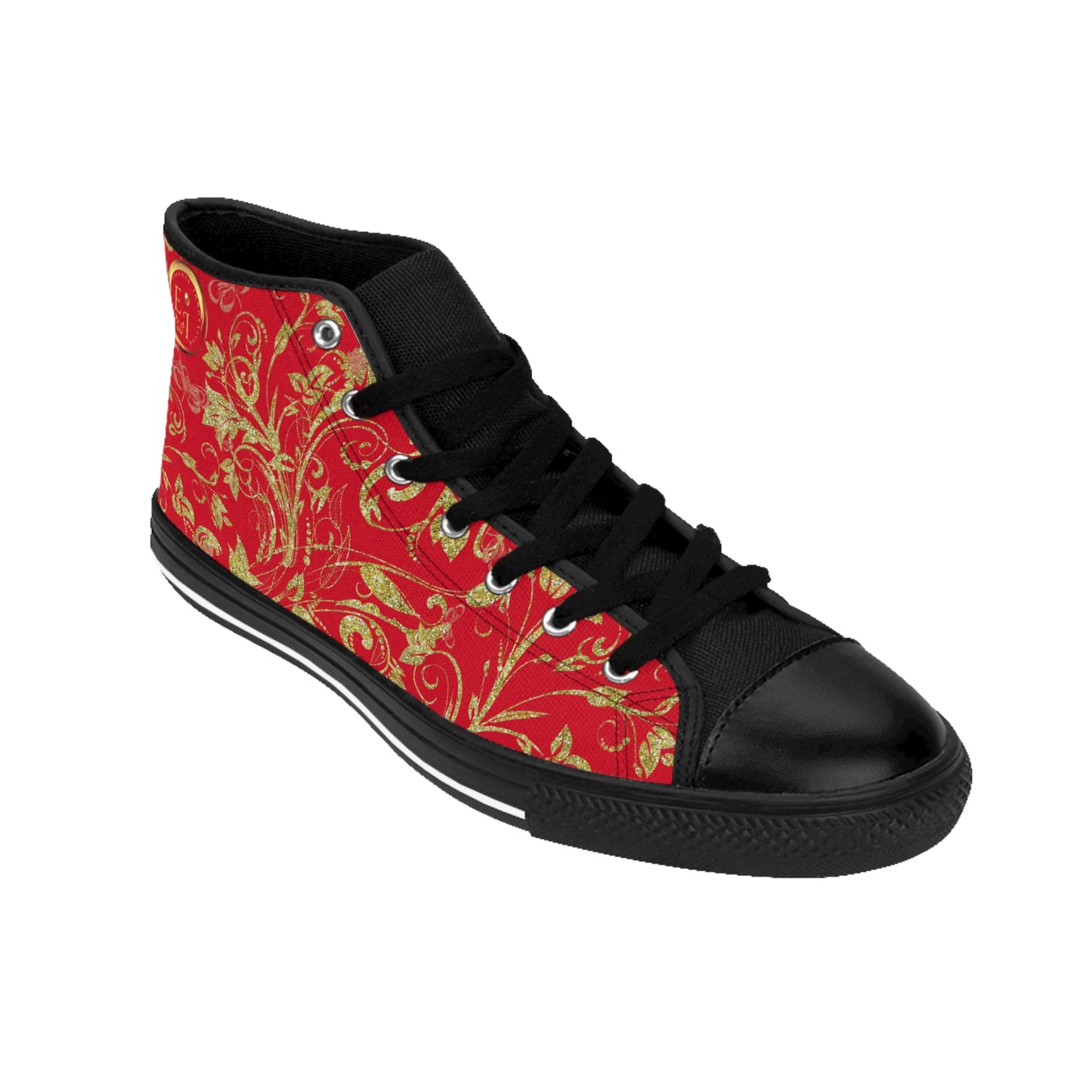 Bohemian Butterfly | Dark Red | Black Sole HighTop Sneakers