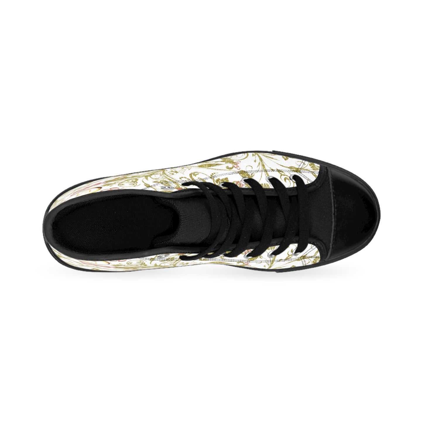 Bohemian Butterfly | White | Black Sole HighTop Sneakers