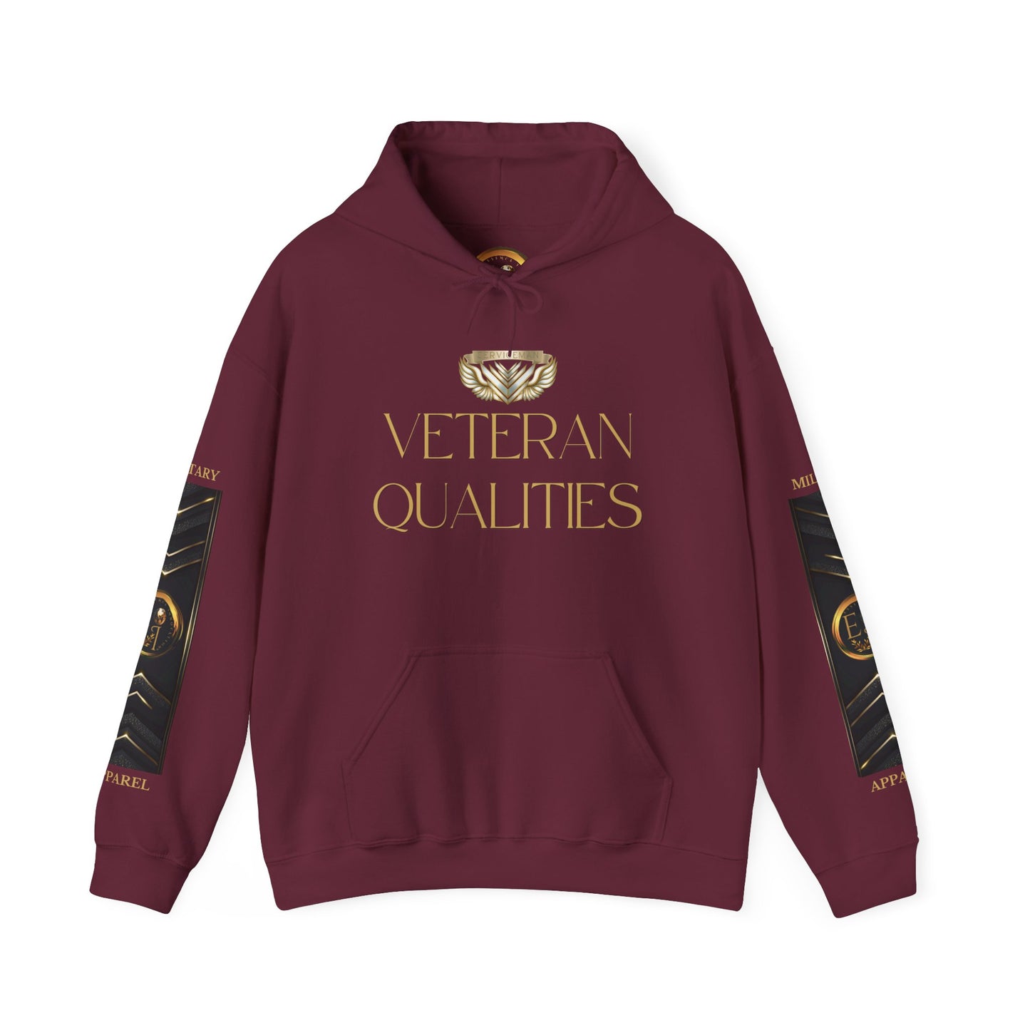 Veteran Qualities Serviceman Five | Maroon Hoodie | Military & Service Tribute