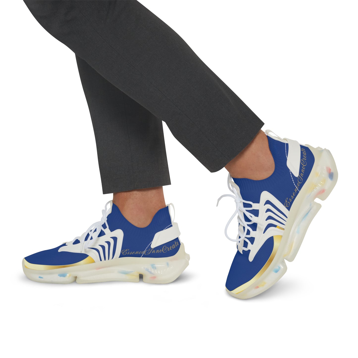 EssenceInnoCreate Dark Blue | Men’s White Trim Mesh Sneakers