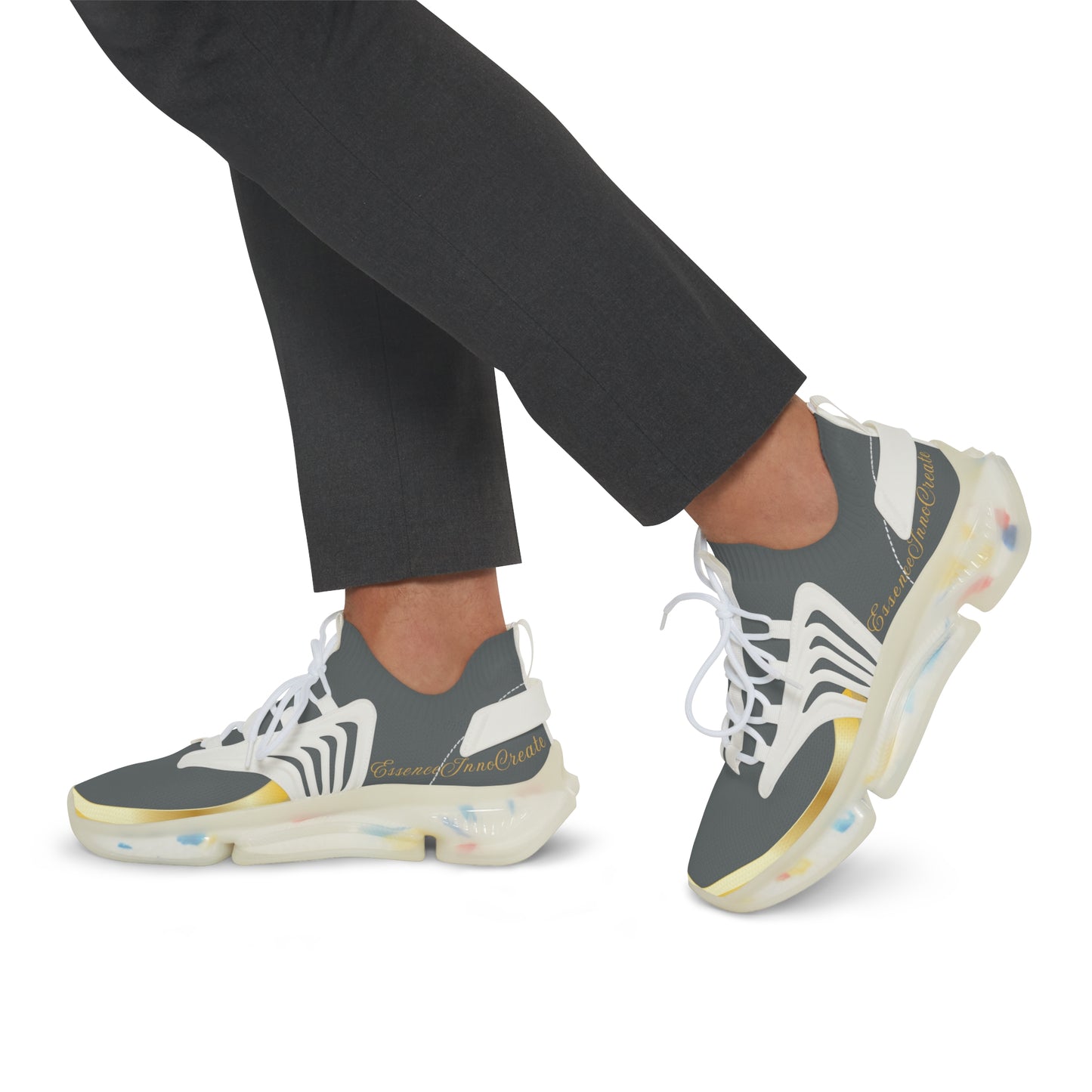 EssenceInnoCreate Dark Grey | Men’s White Trim Mesh Sneakers