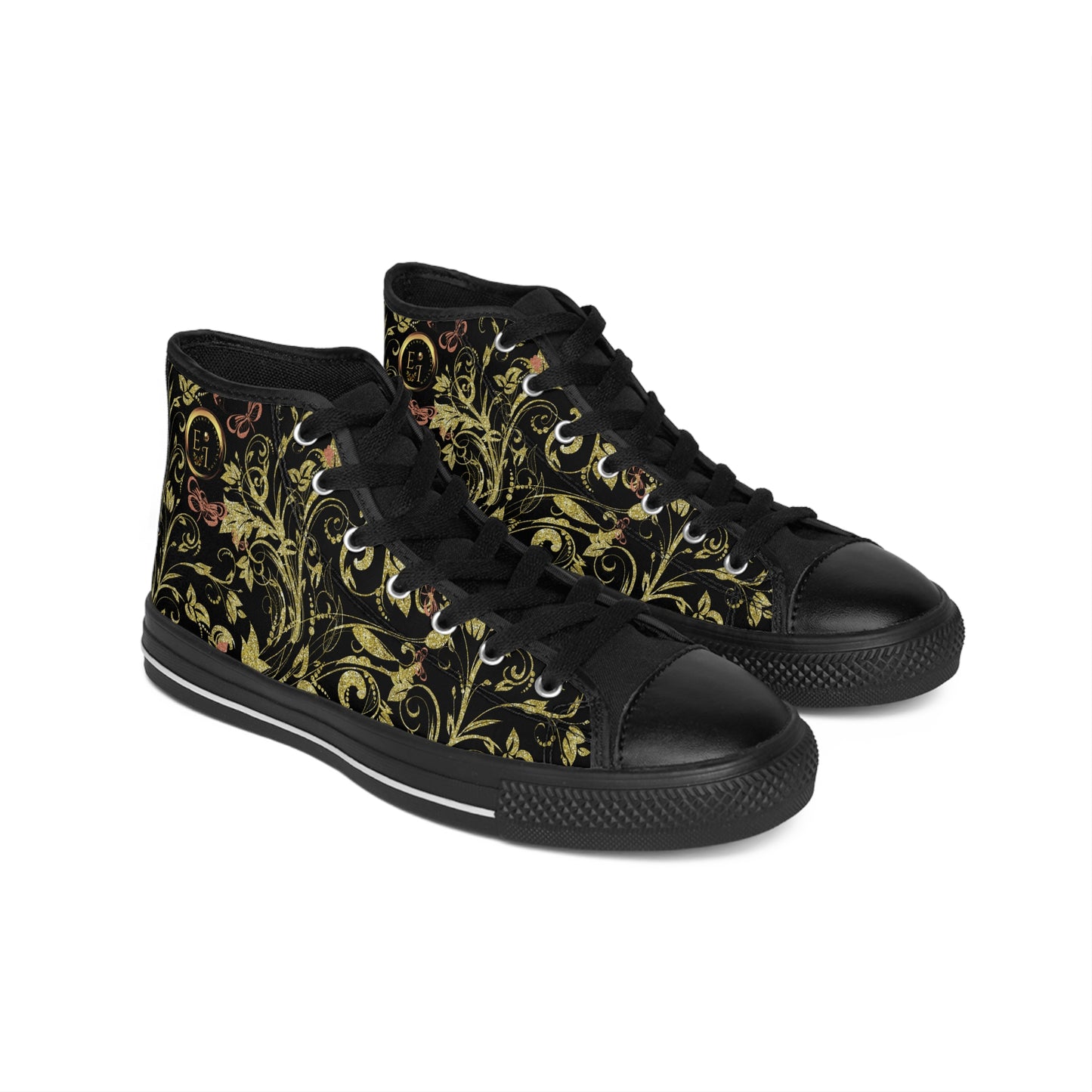 Bohemian Butterfly | Black | Black Sole HighTop Sneakers