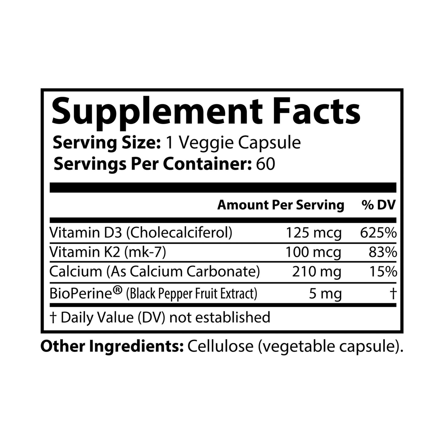 EI Vitamin K2 + D3 | Bone & Muscle Support | 60 Capsules