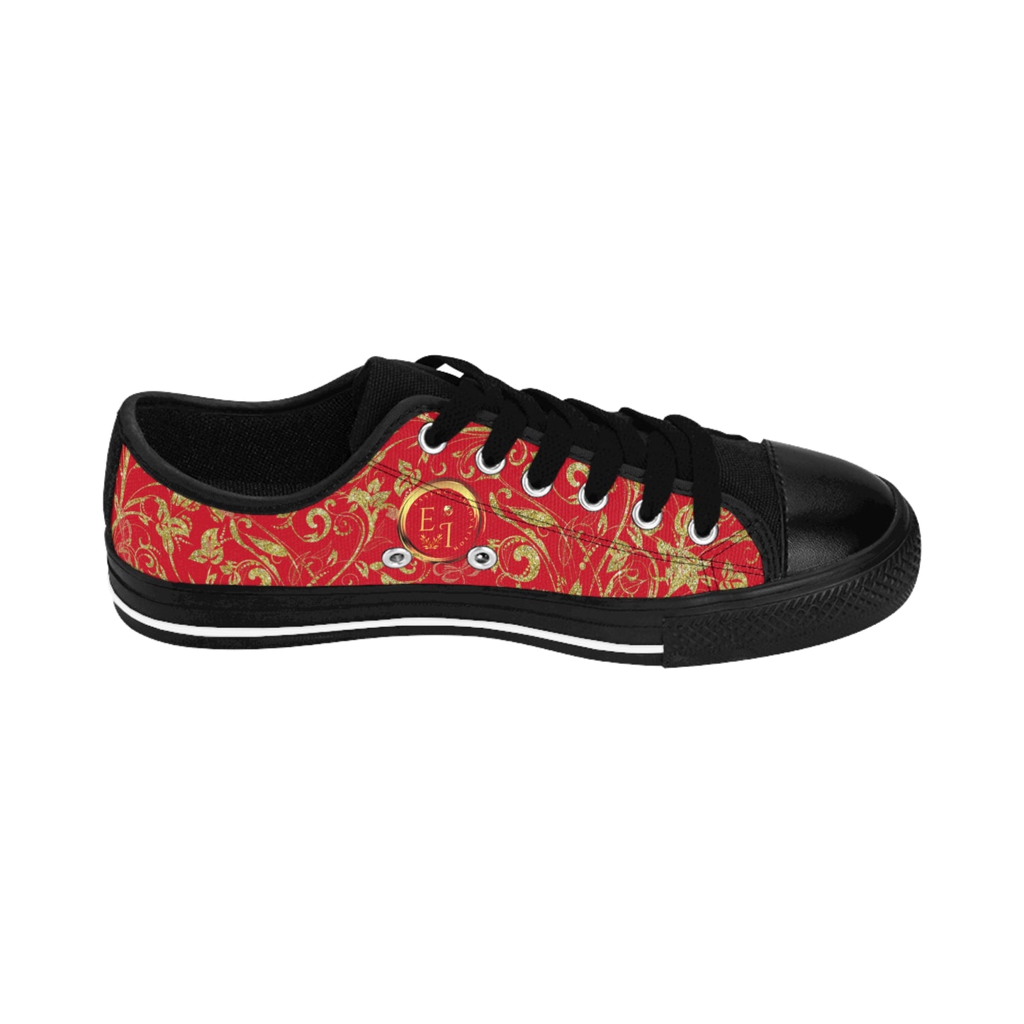 Bohemian Butterfly | Dark Red | Black Sole LowTop Sneakers
