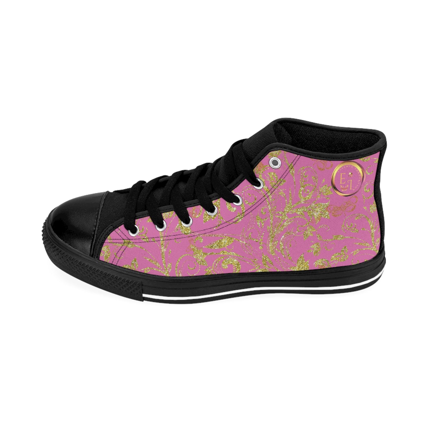 Bohemian Butterfly | Light Pink | Black Sole HighTop Sneakers