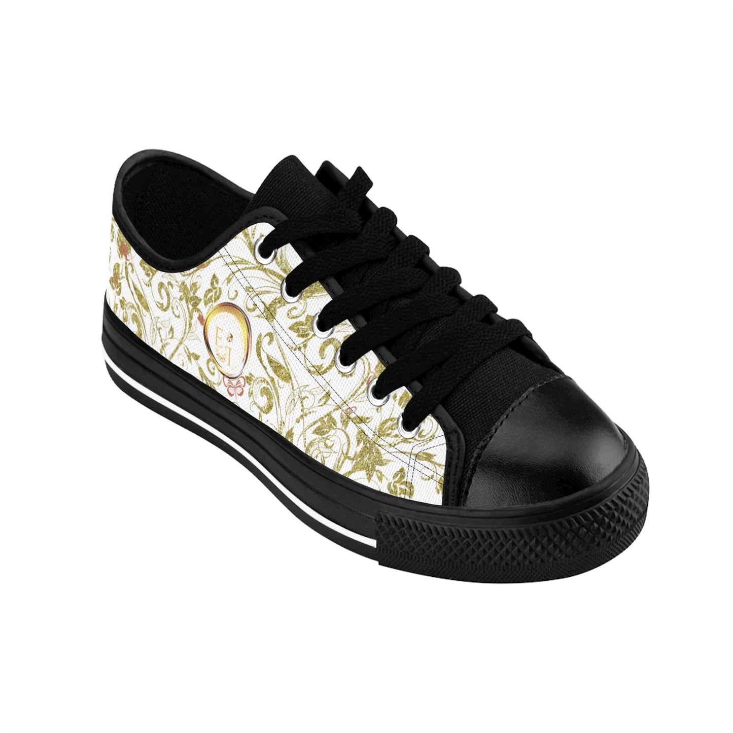 Bohemian Butterfly | White | Black Sole LowTop Sneakers