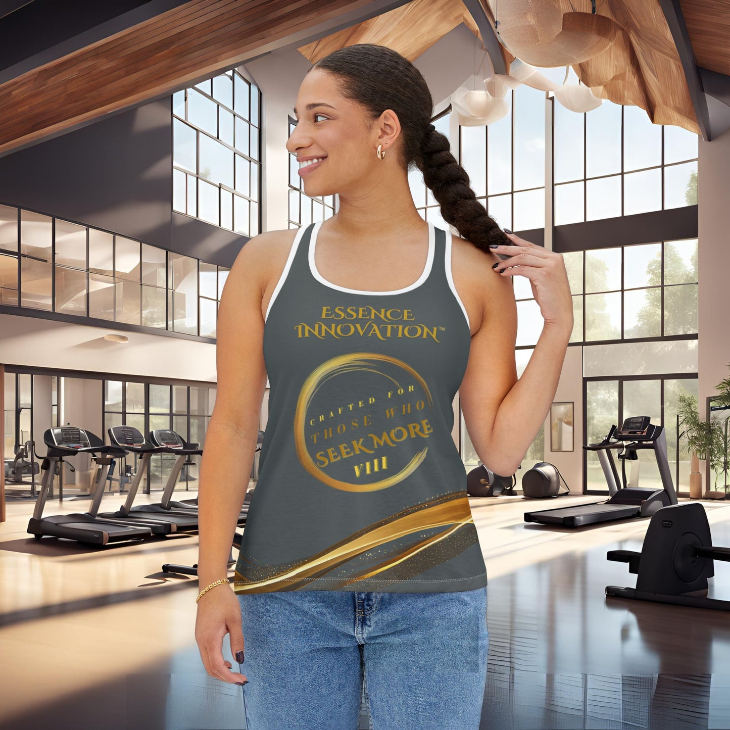 Seek More Luxe~T VIII| EI Sports Racerback Tank | Grey