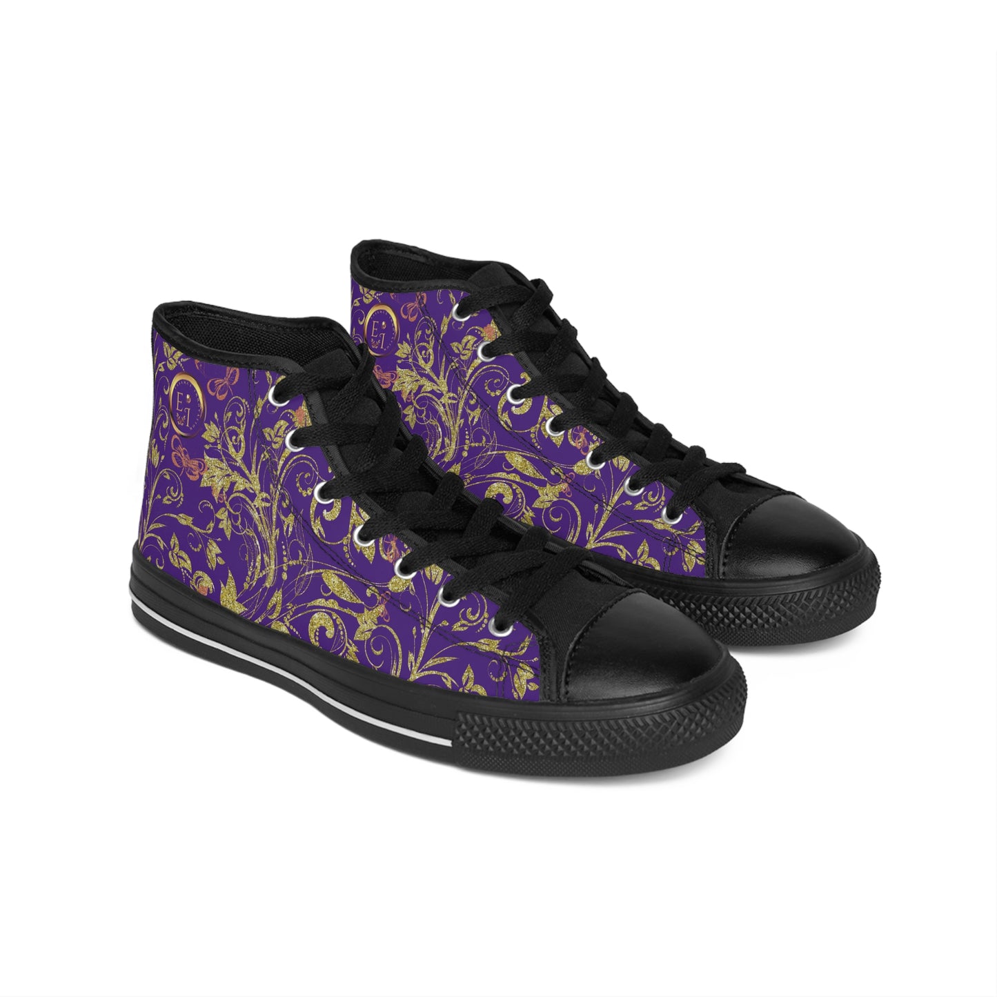 Bohemian Butterfly | Purple | Black Sole HighTop Sneakers