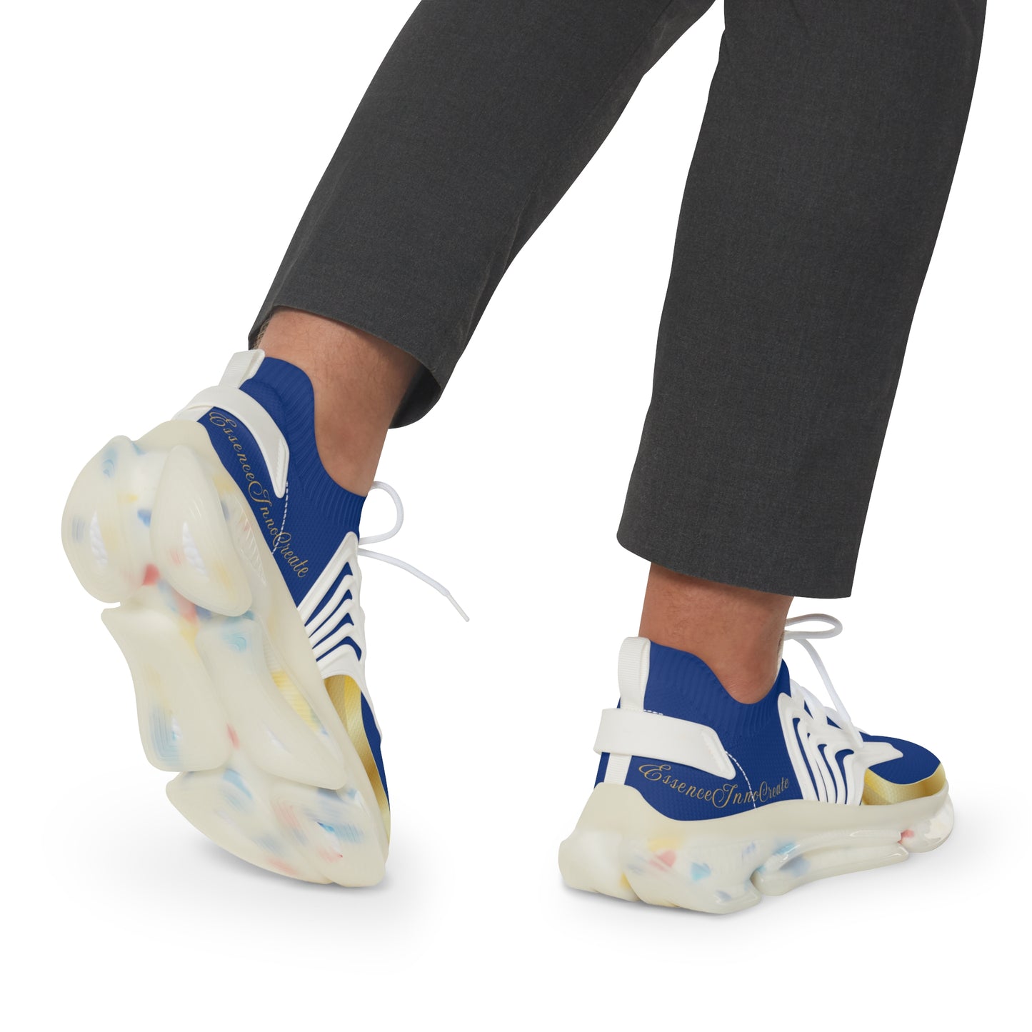 EssenceInnoCreate Dark Blue | Men’s White Trim Mesh Sneakers