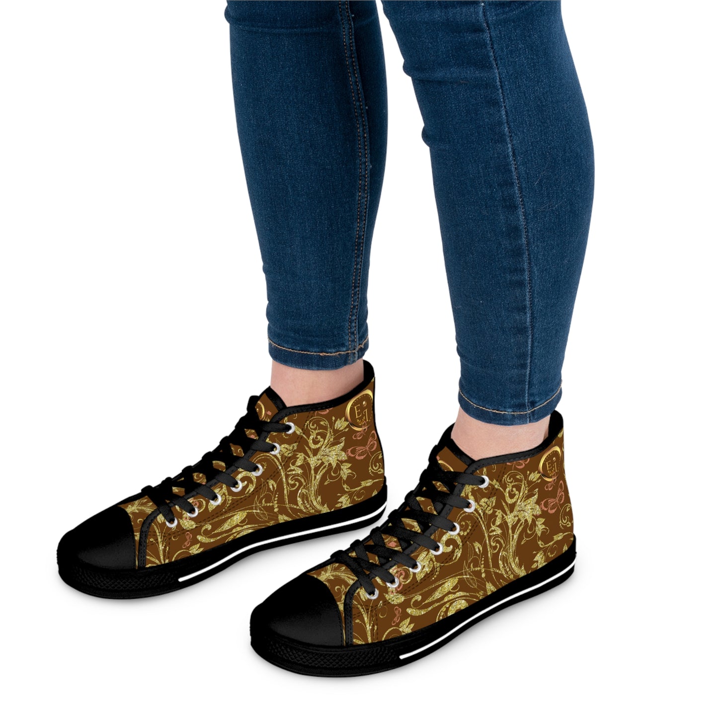 Bohemian Butterfly Heart | Brown | Black Sole HighTop Sneakers