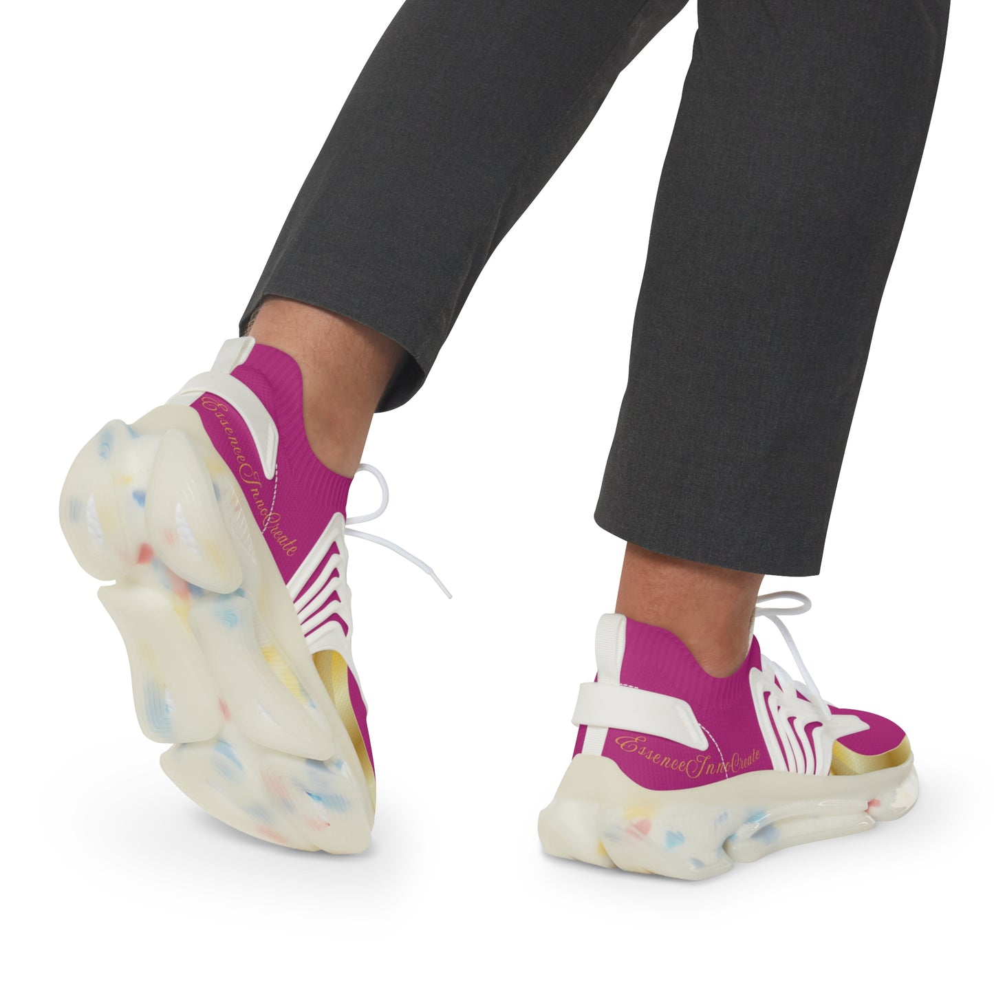 EssenceInnoCreate Dark Pink | Men’s White Trim Mesh Sneakers