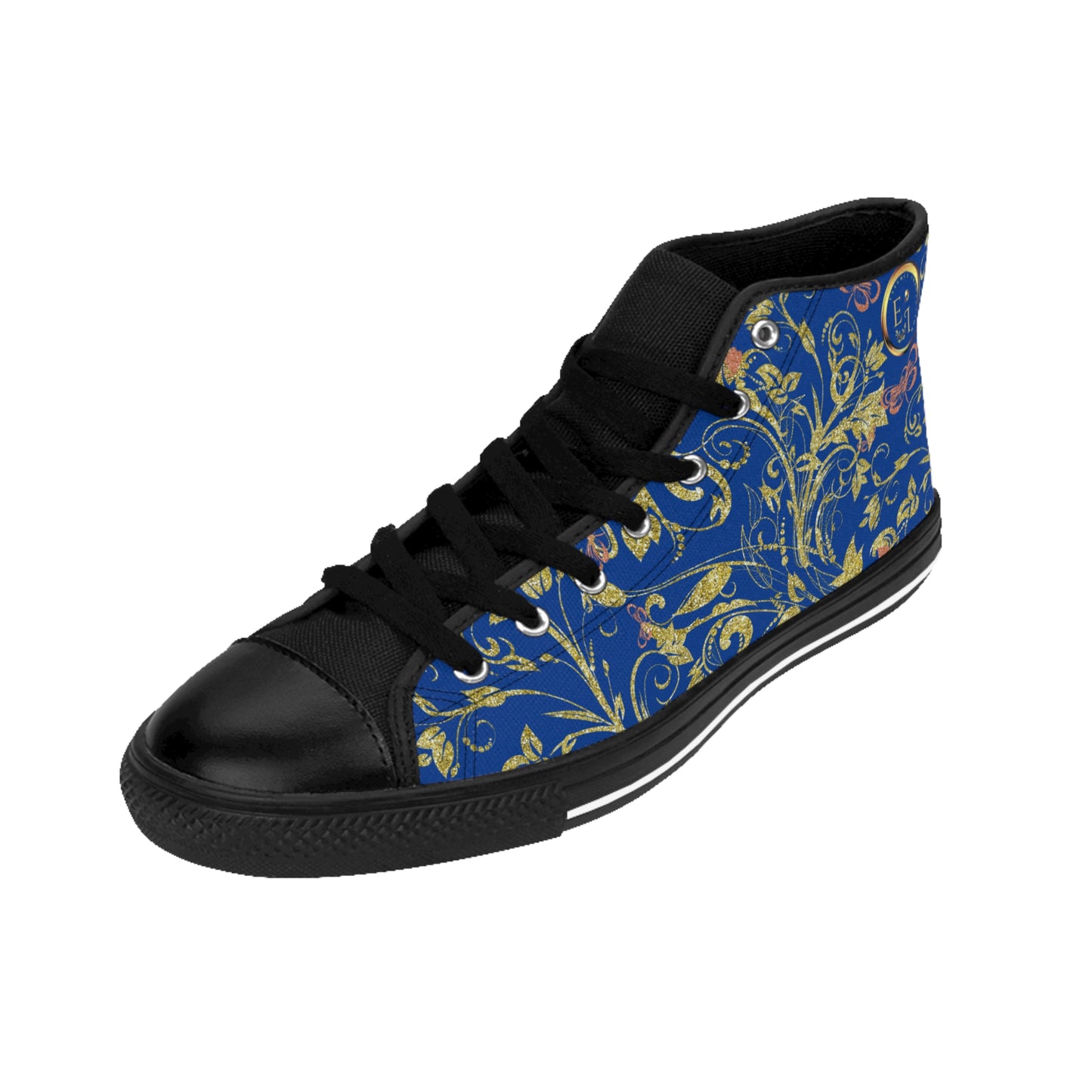 Bohemian Butterfly | Dark Blue | Black Sole HighTop Sneakers