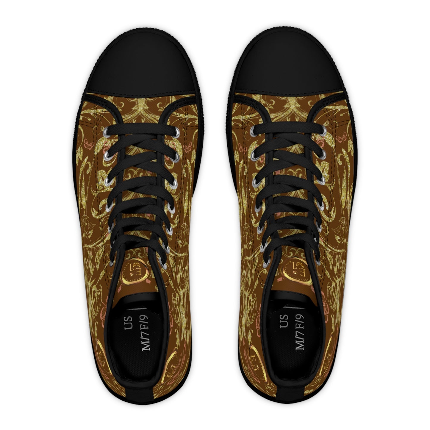 Bohemian Butterfly Heart | Brown | Black Sole HighTop Sneakers