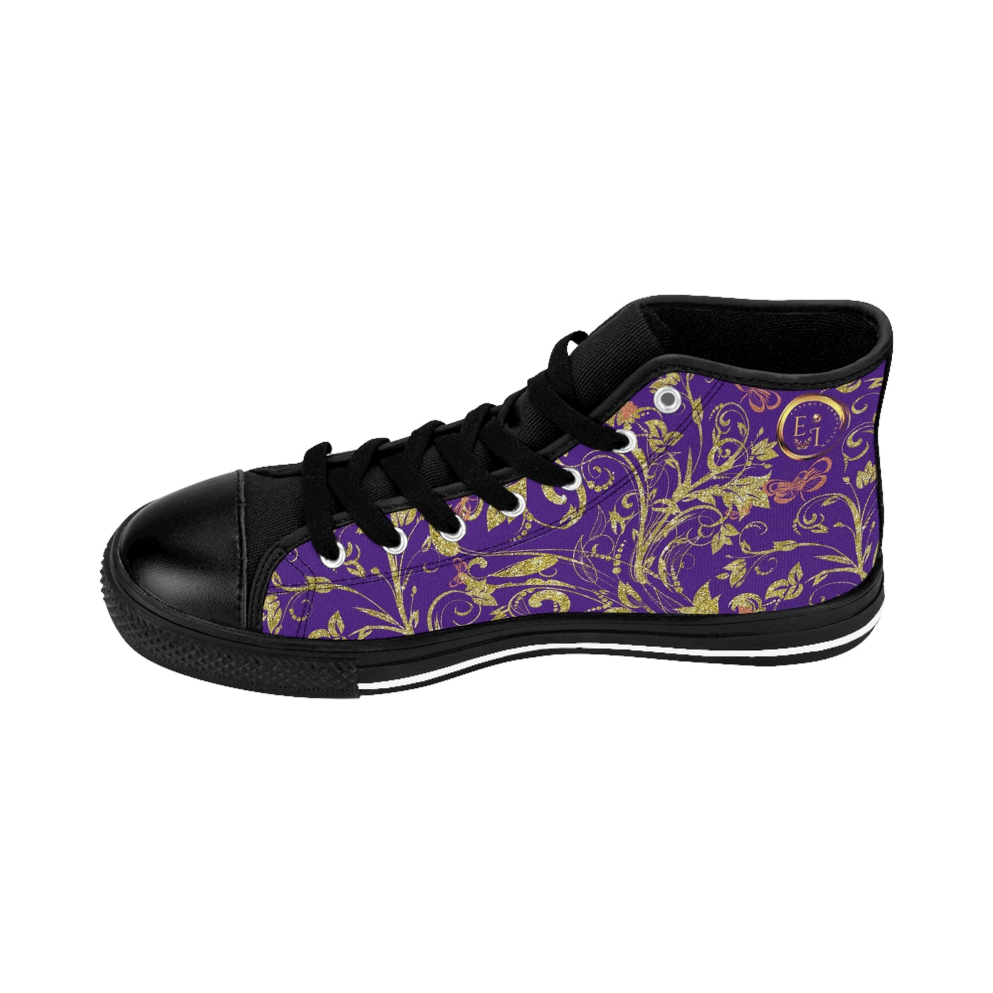 Bohemian Butterfly | Purple | Black Sole HighTop Sneakers