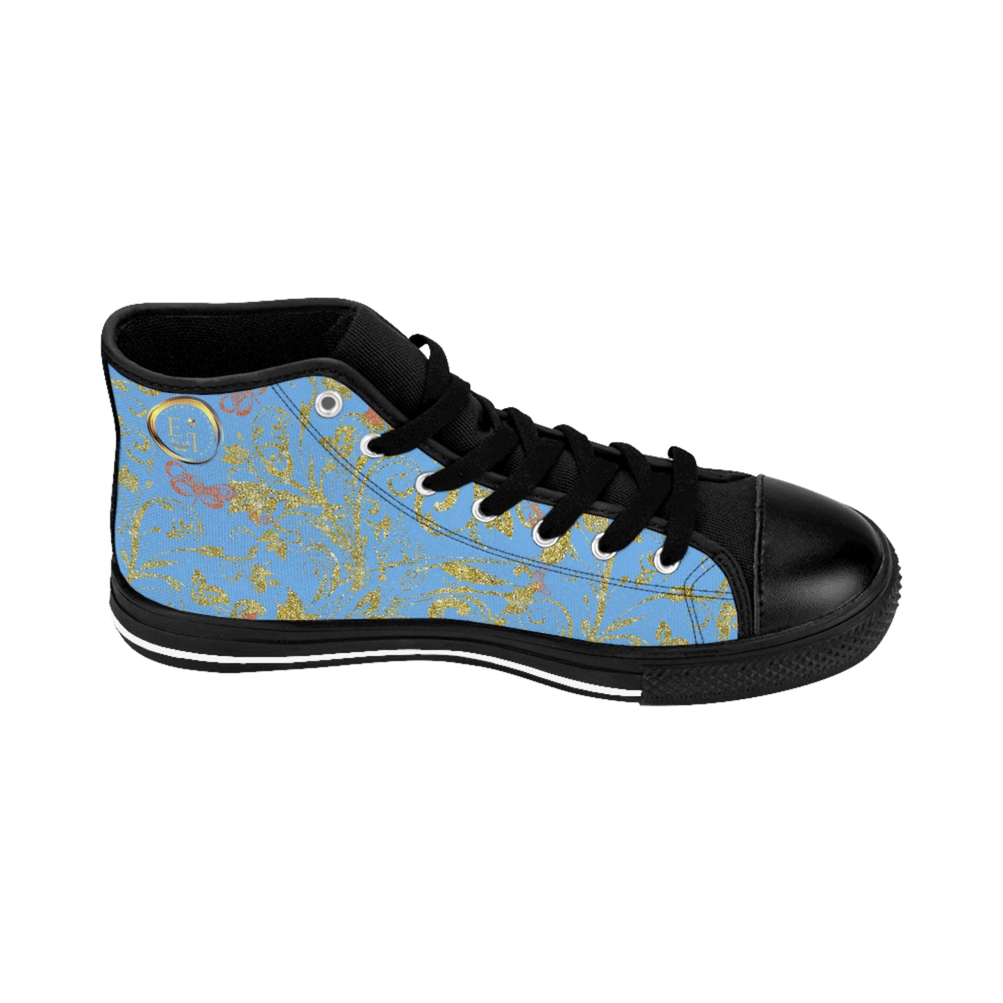 Bohemian Butterfly | Light Blue | Black Sole HighTop Sneakers