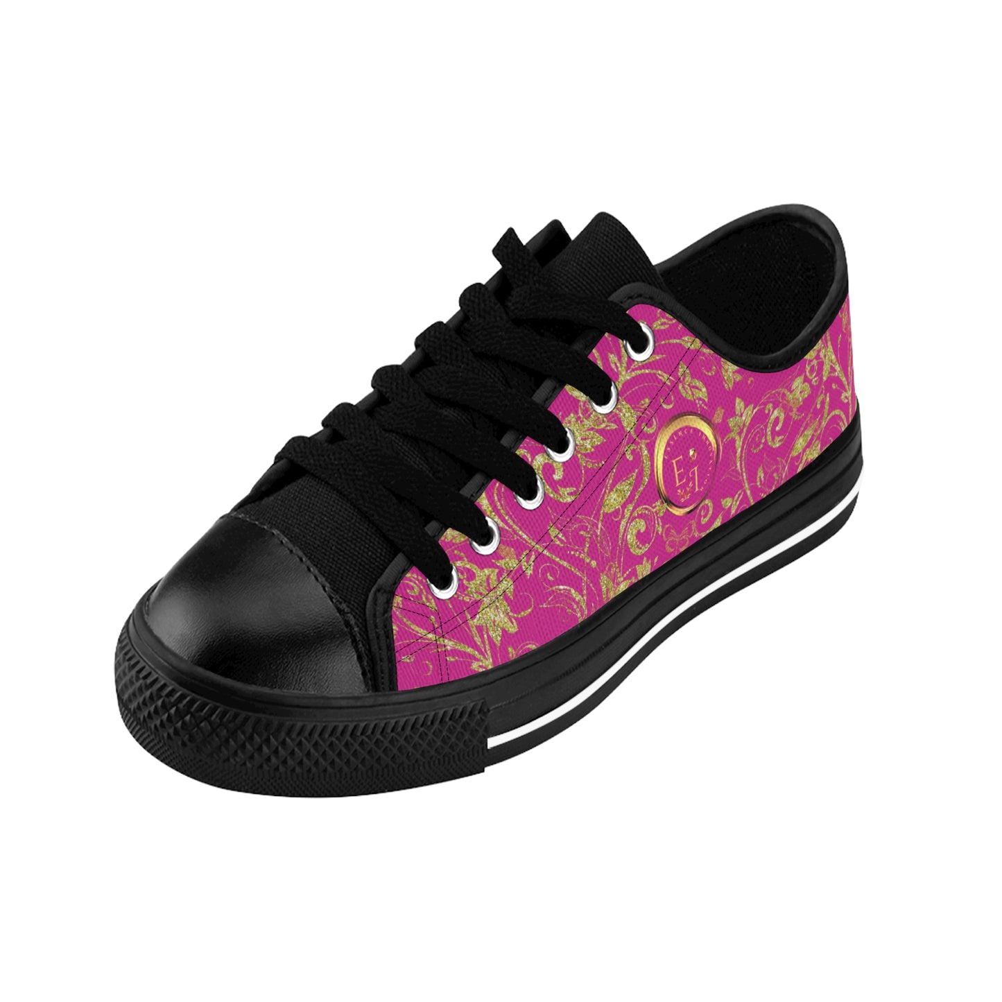 Bohemian Butterfly | Pink | Black Sole LowTop Sneakers