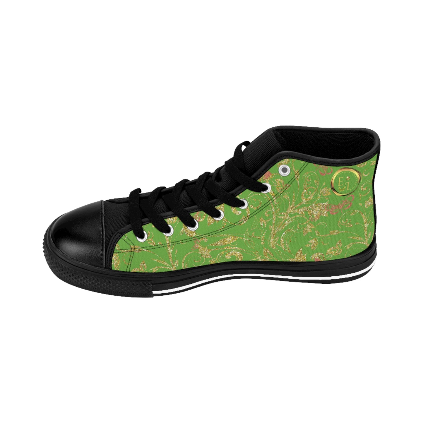 Bohemian Butterfly | Light Green | Black Sole HighTop Sneakers