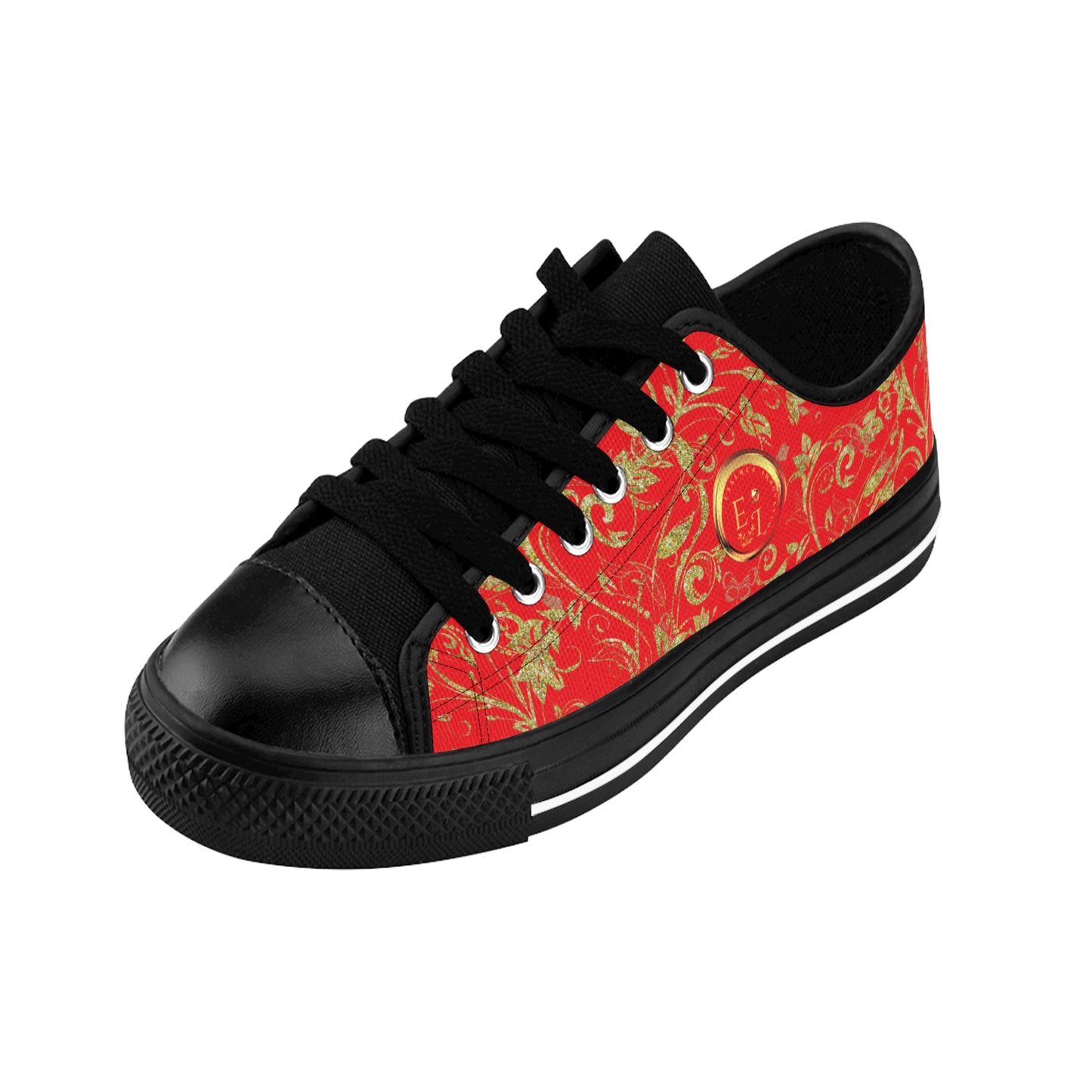 Bohemian Butterfly | Red | Black Sole LowTop Sneakers