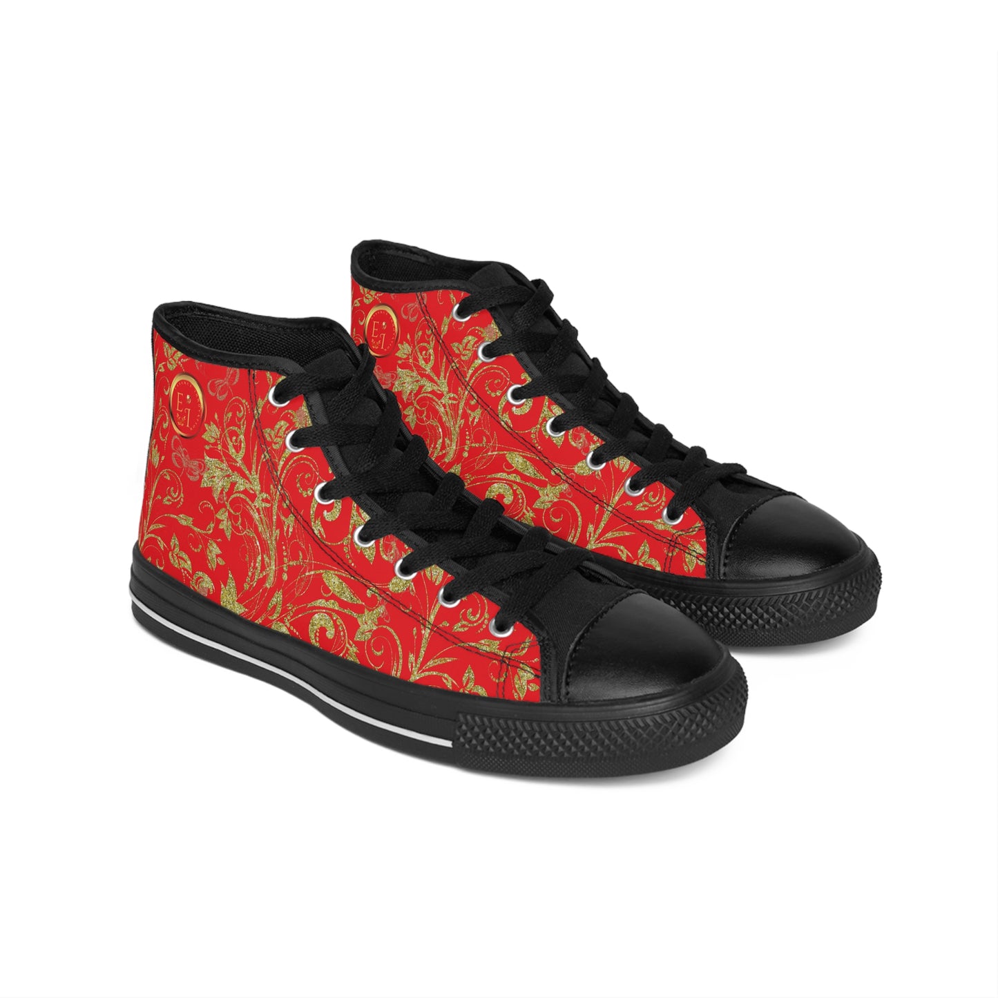 Bohemian Butterfly | Red | Black Sole HighTop Sneakers
