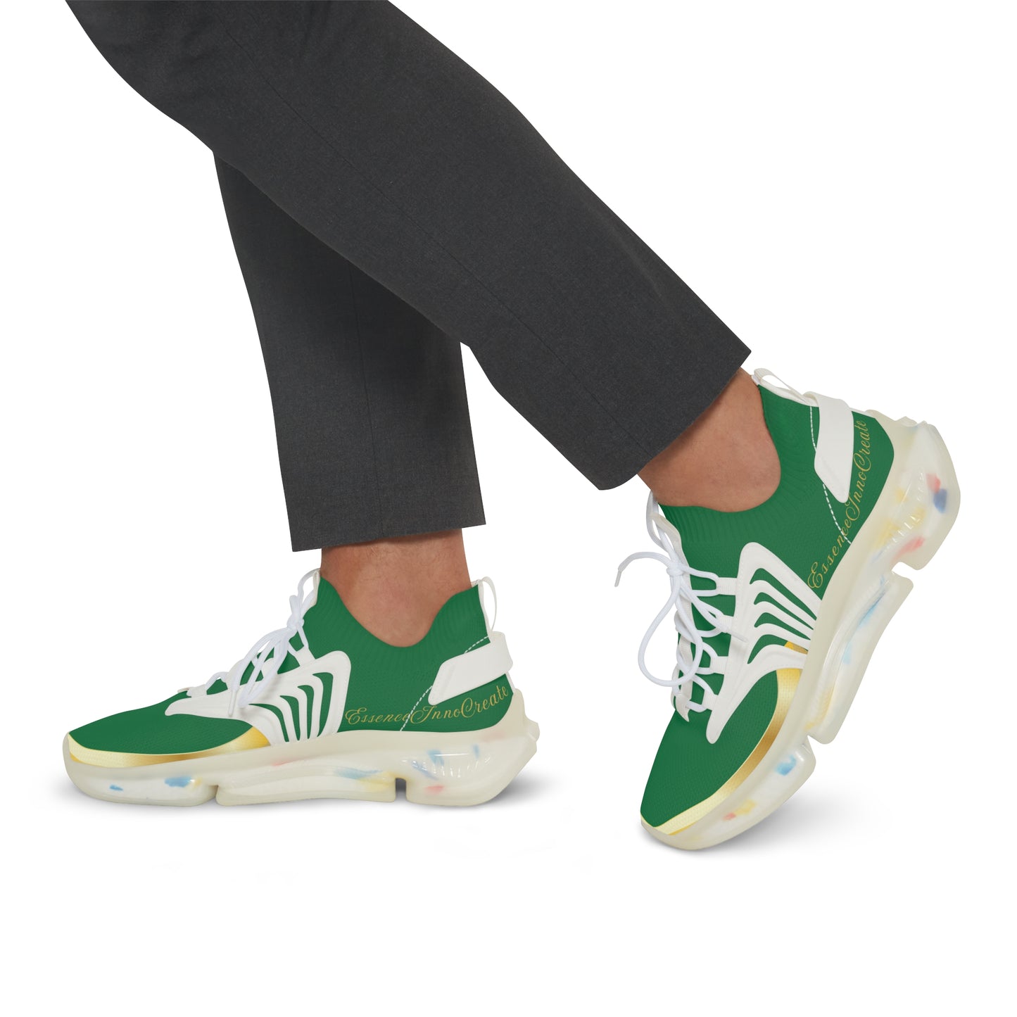 EssenceInnoCreate Green | Men’s White Trim Mesh Sneakers