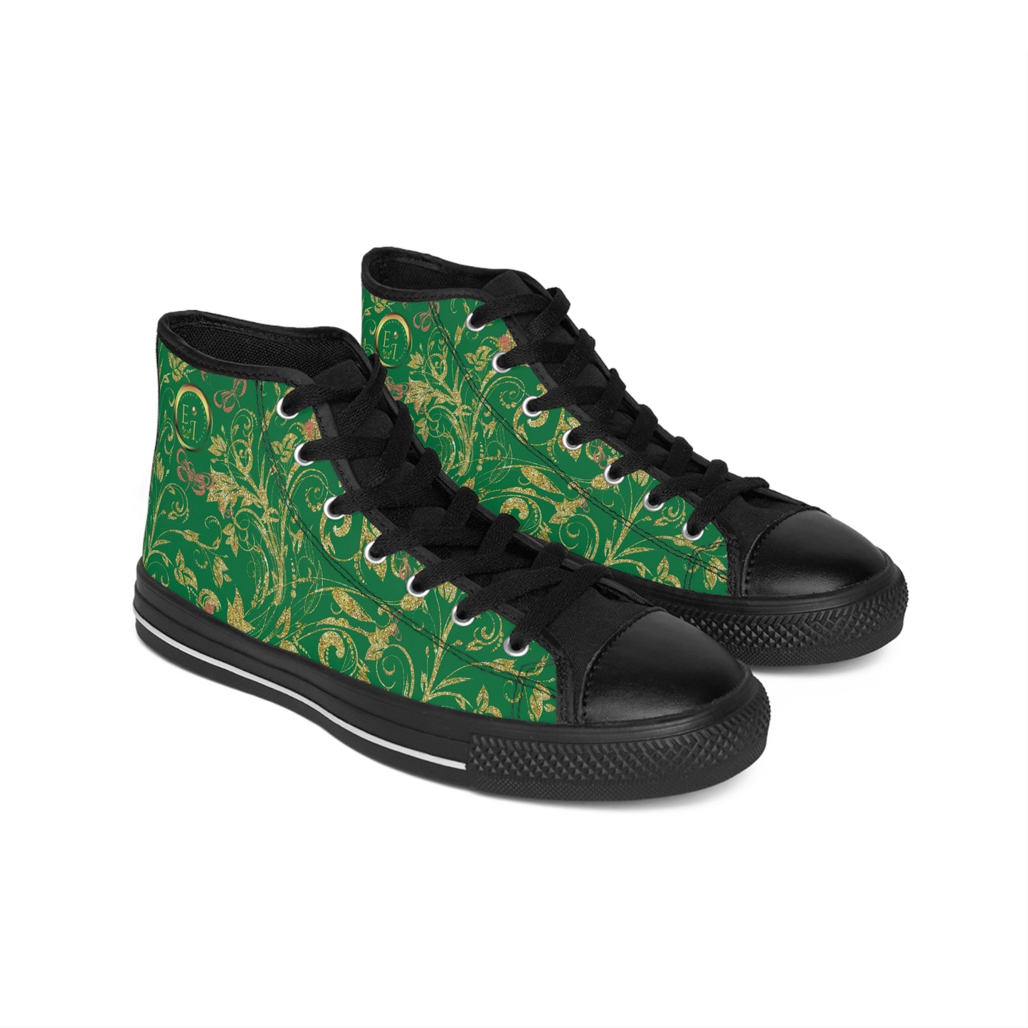 Bohemian Butterfly | Green | Black Sole HighTop Sneakers