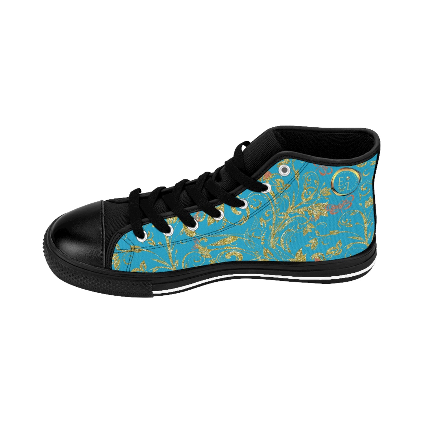 Bohemian Butterfly | Turquoise | Black Sole HighTop Sneakers