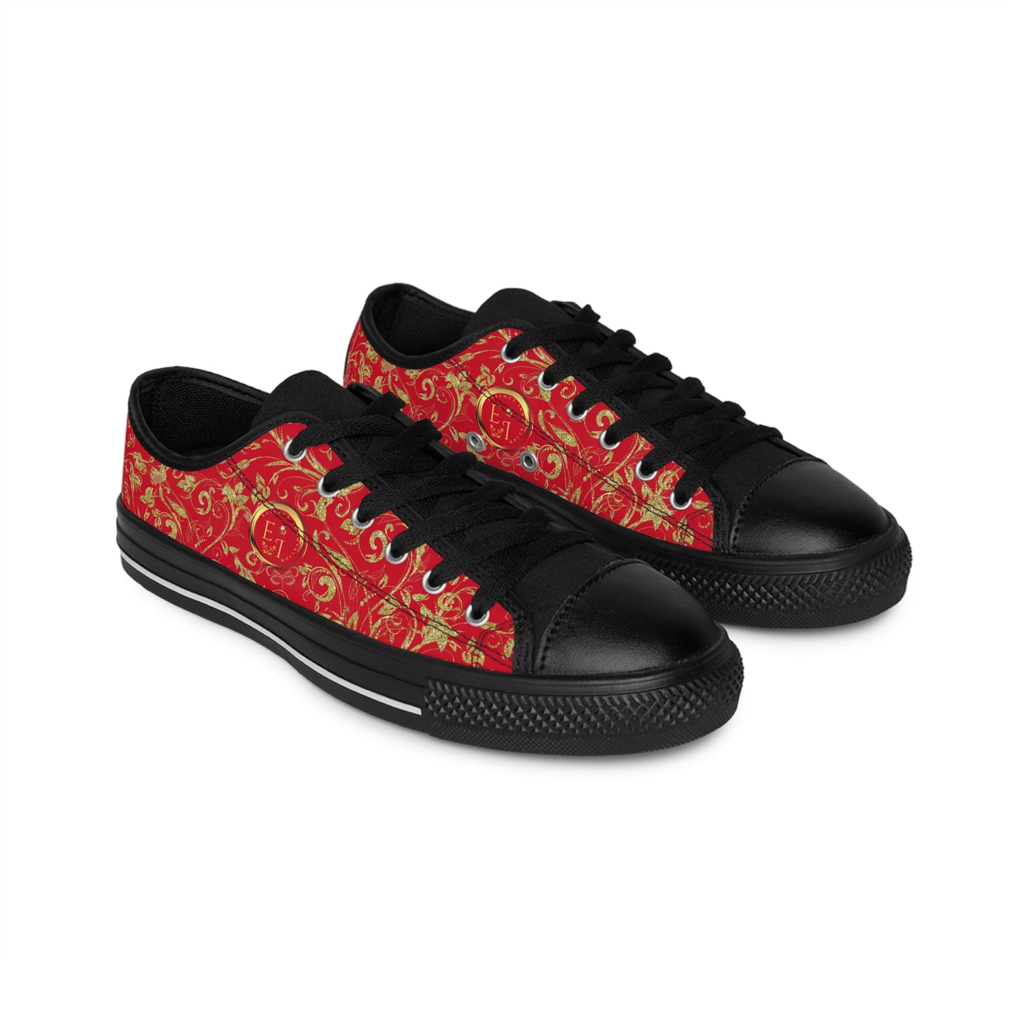 Bohemian Butterfly | Dark Red | Black Sole LowTop Sneakers