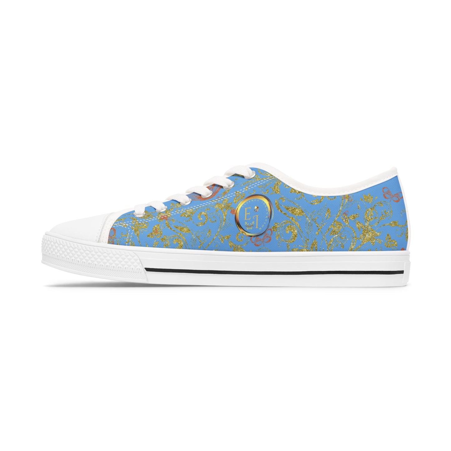 Ladies Bohemian Butterfly | Light Blue | White Sole LowTops