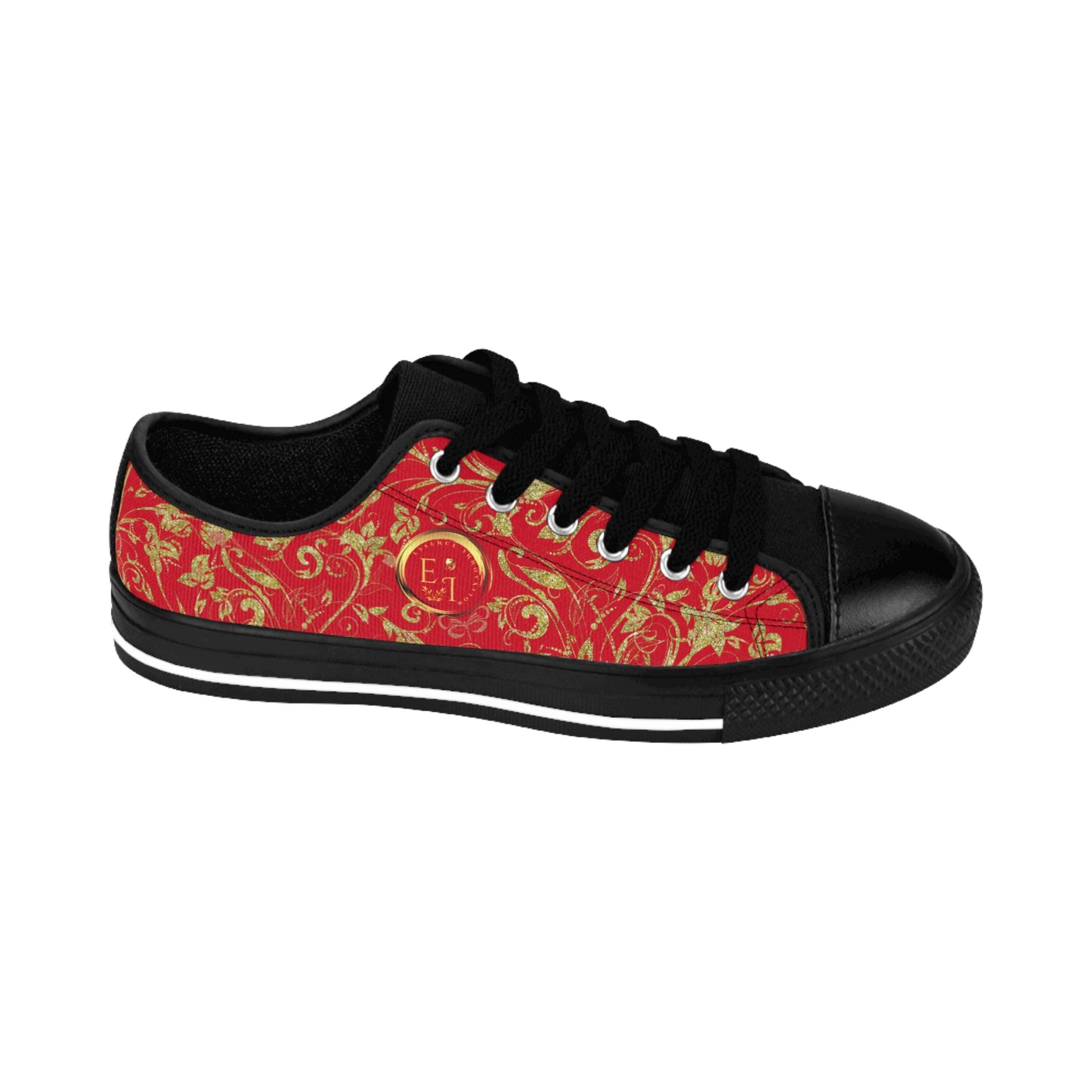 Bohemian Butterfly | Dark Red | Black Sole LowTop Sneakers