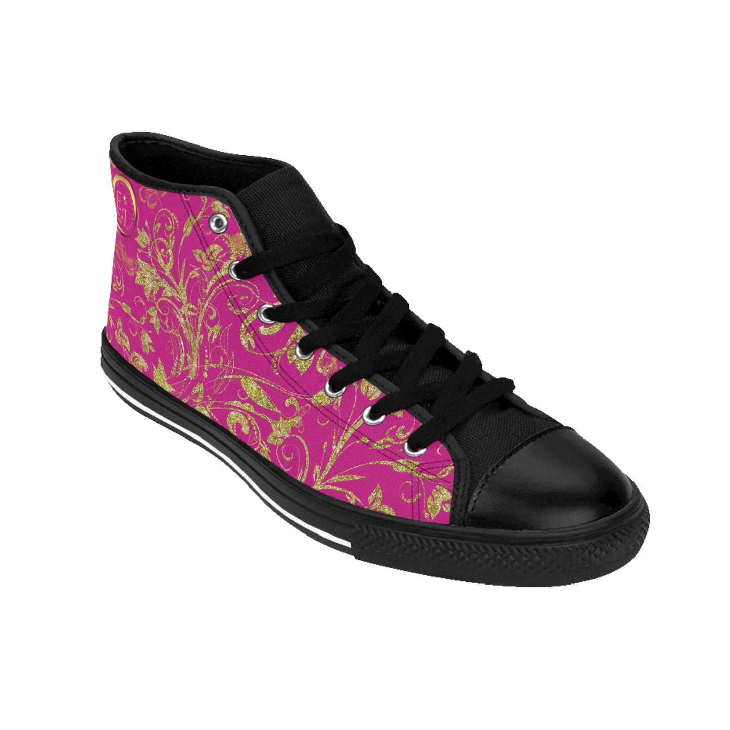 Bohemian Butterfly | Pink | Black Sole HighTop Sneakers