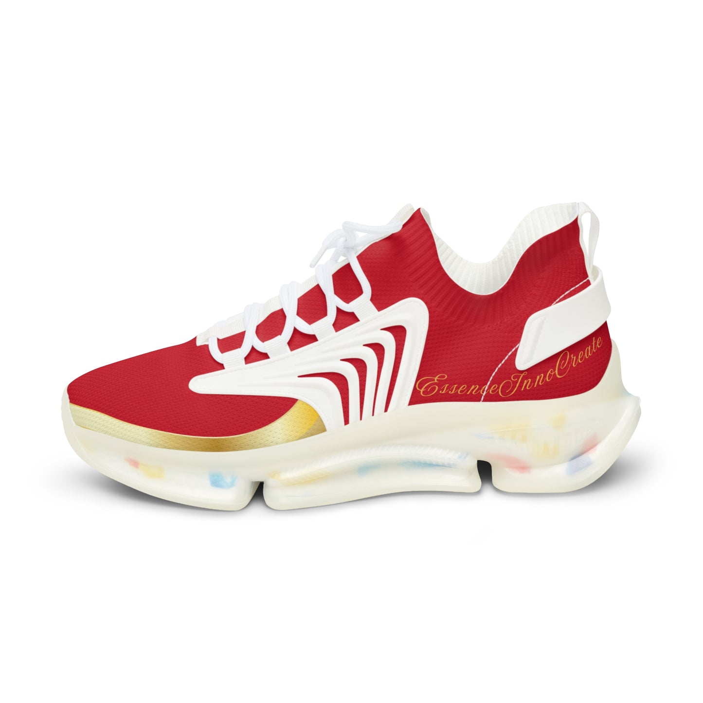 EssenceInnoCreate Dark Red | Men’s White Trim Mesh Sneakers