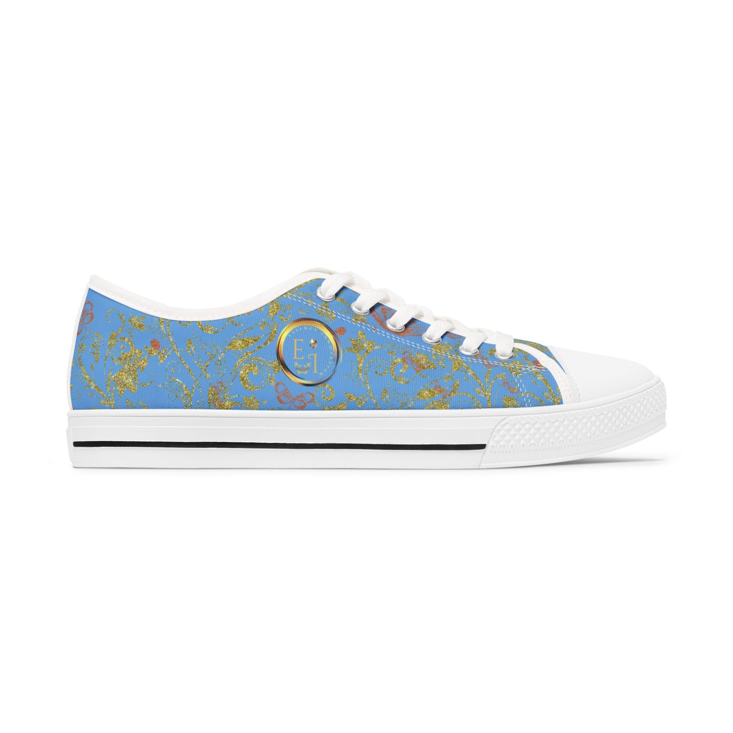 Ladies Bohemian Butterfly | Light Blue | White Sole LowTops