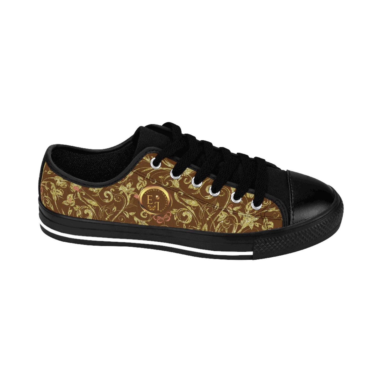 Bohemian Butterfly | Brown | Black Sole LowTop Sneakers