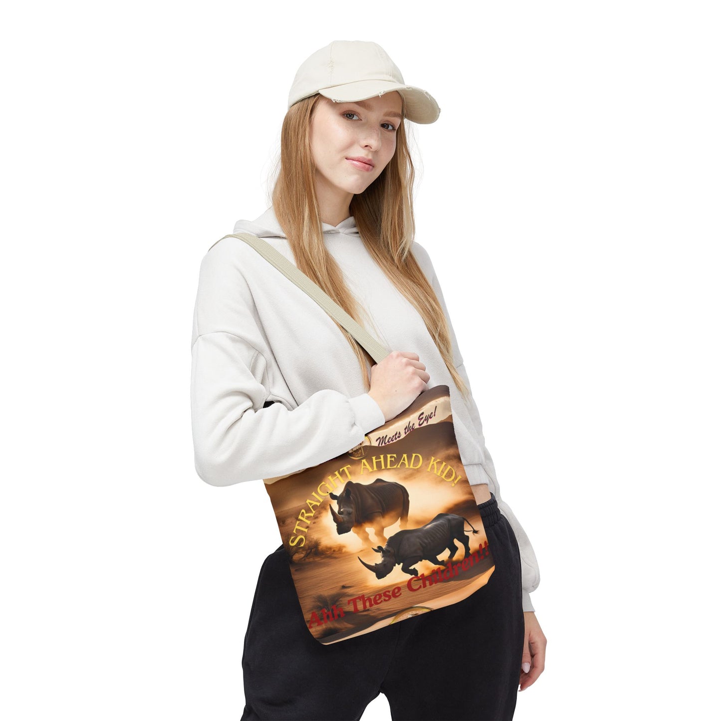 Wildlife Tote Bag, Straight Ahead Kid Tote, Eco-Friendly Rhinos Bag, Animal Lover Gift, Adventure Shopping Bag, Unique Canvas Accessory